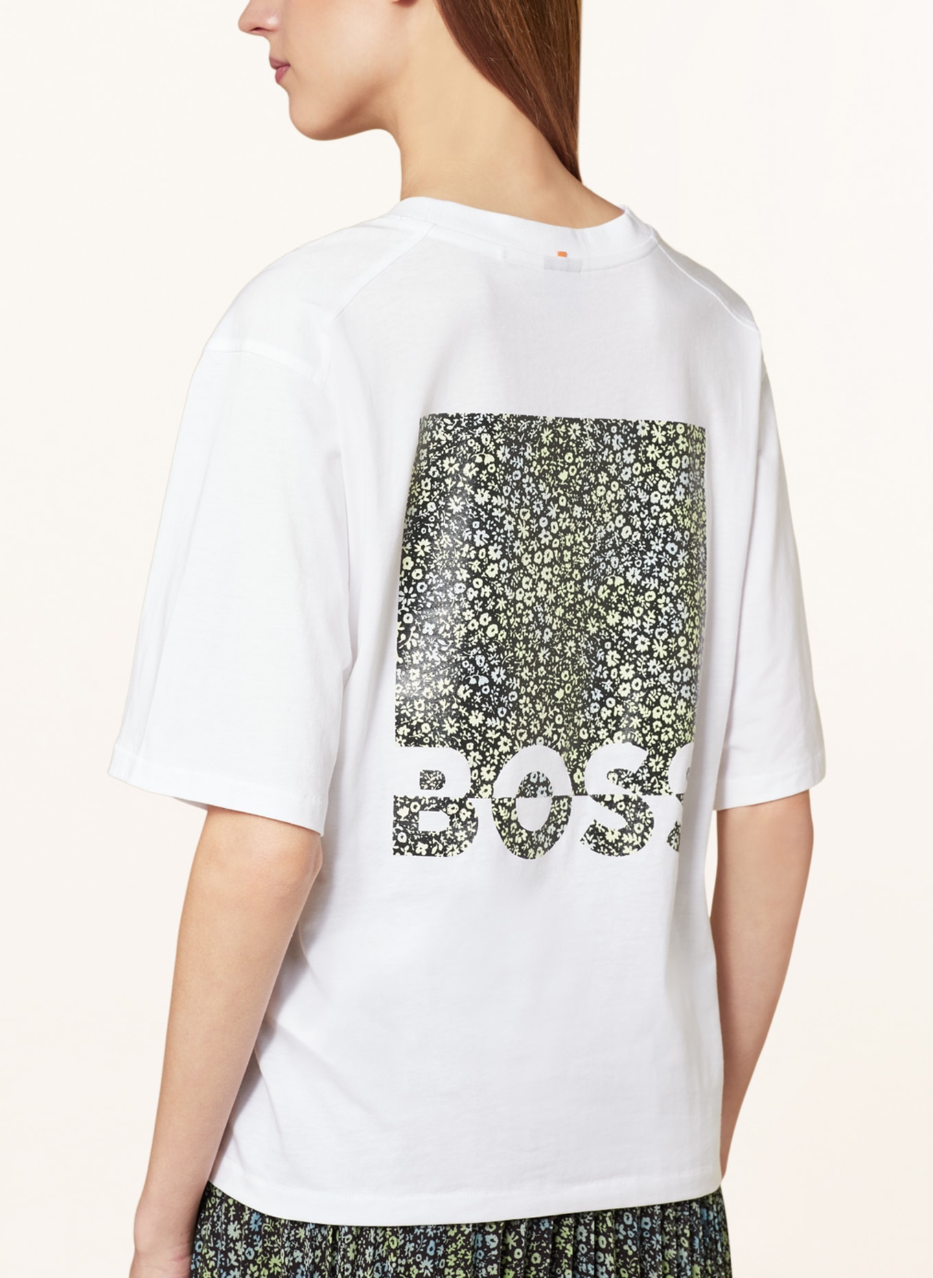 BOSS T-Shirt ENIS, Farbe: WEISS/ SCHWARZ/ HELLGRÜN (Bild 4)