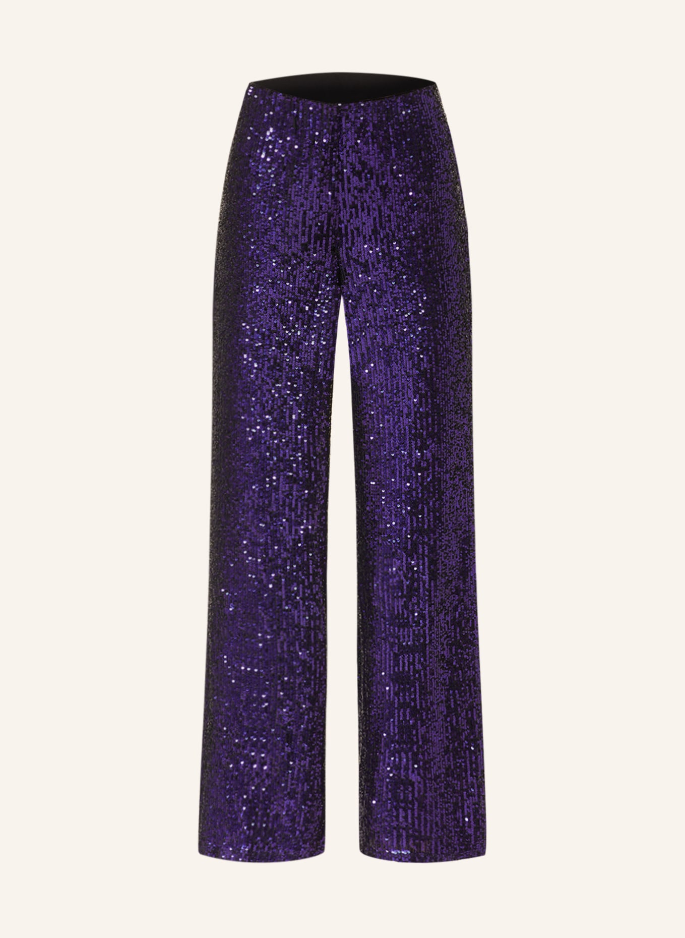 V by Vera Mont Wide leg trousers with sequins, Color: BLACK/ PURPLE (Image 1)