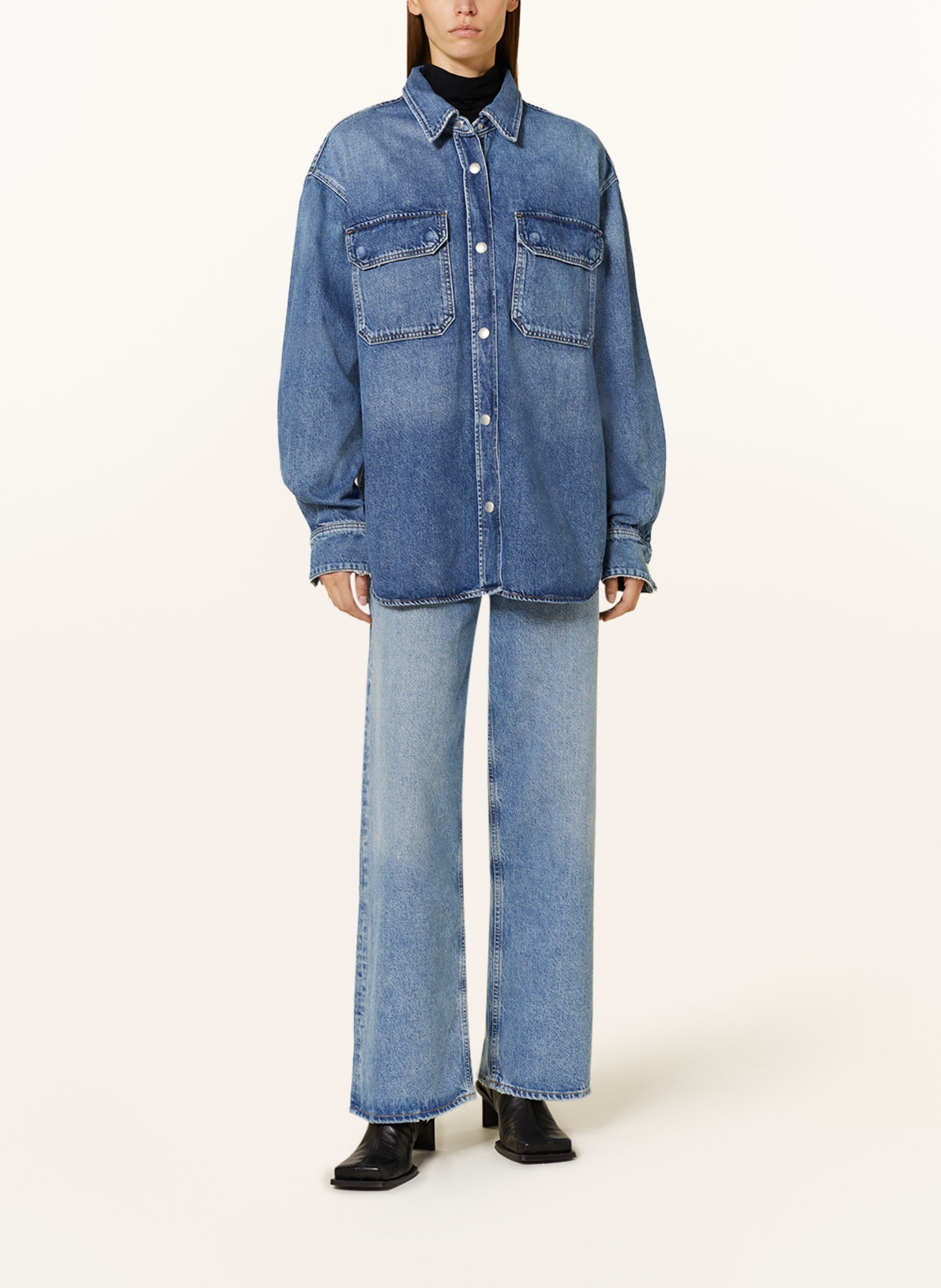 AGOLDE Oversized džínová košile CAMRYN, Barva: TMAVĚ MODRÁ (Obrázek 2)