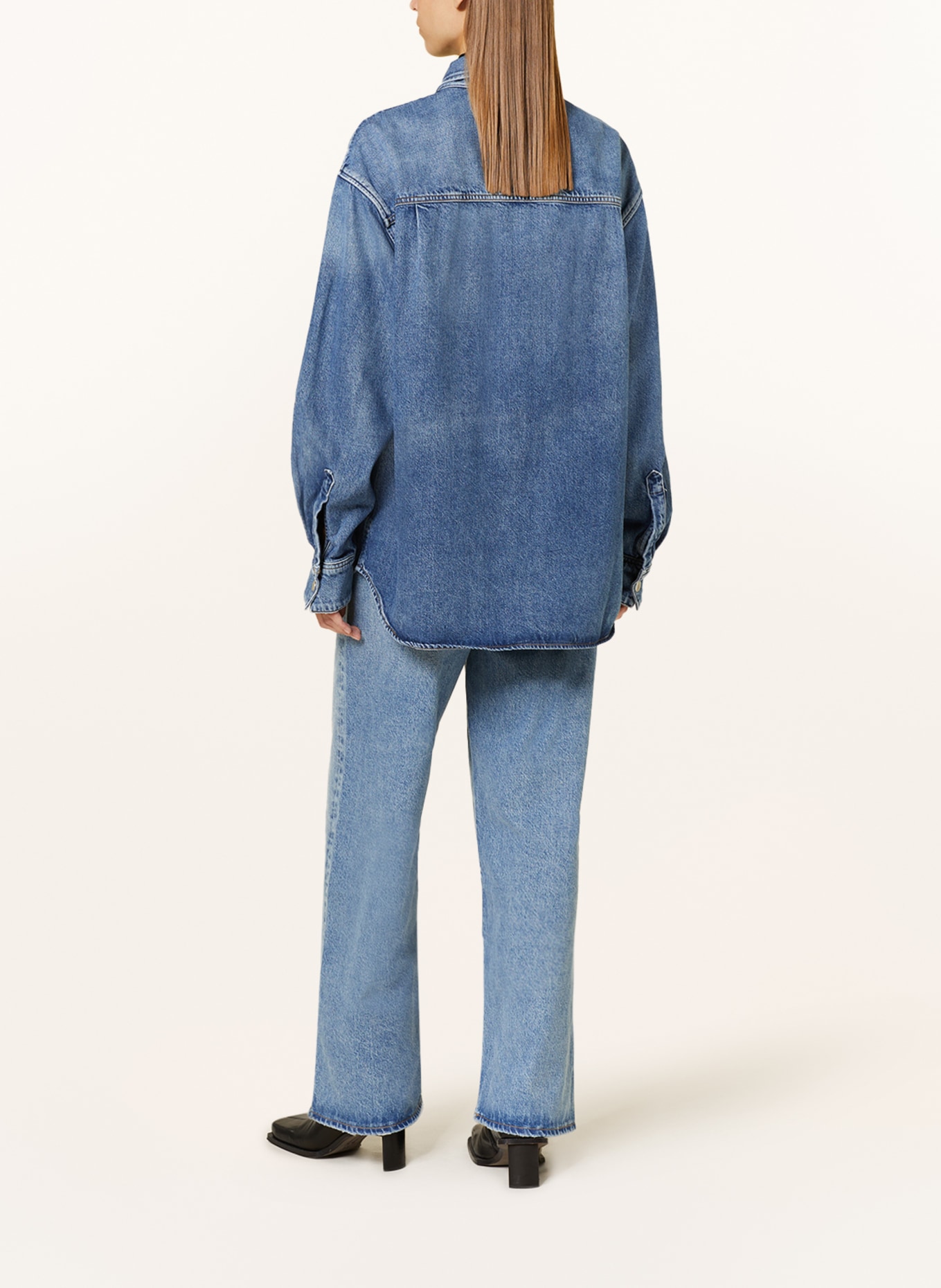 AGOLDE Oversized denim shirt CAMRYN, Color: DARK BLUE (Image 3)