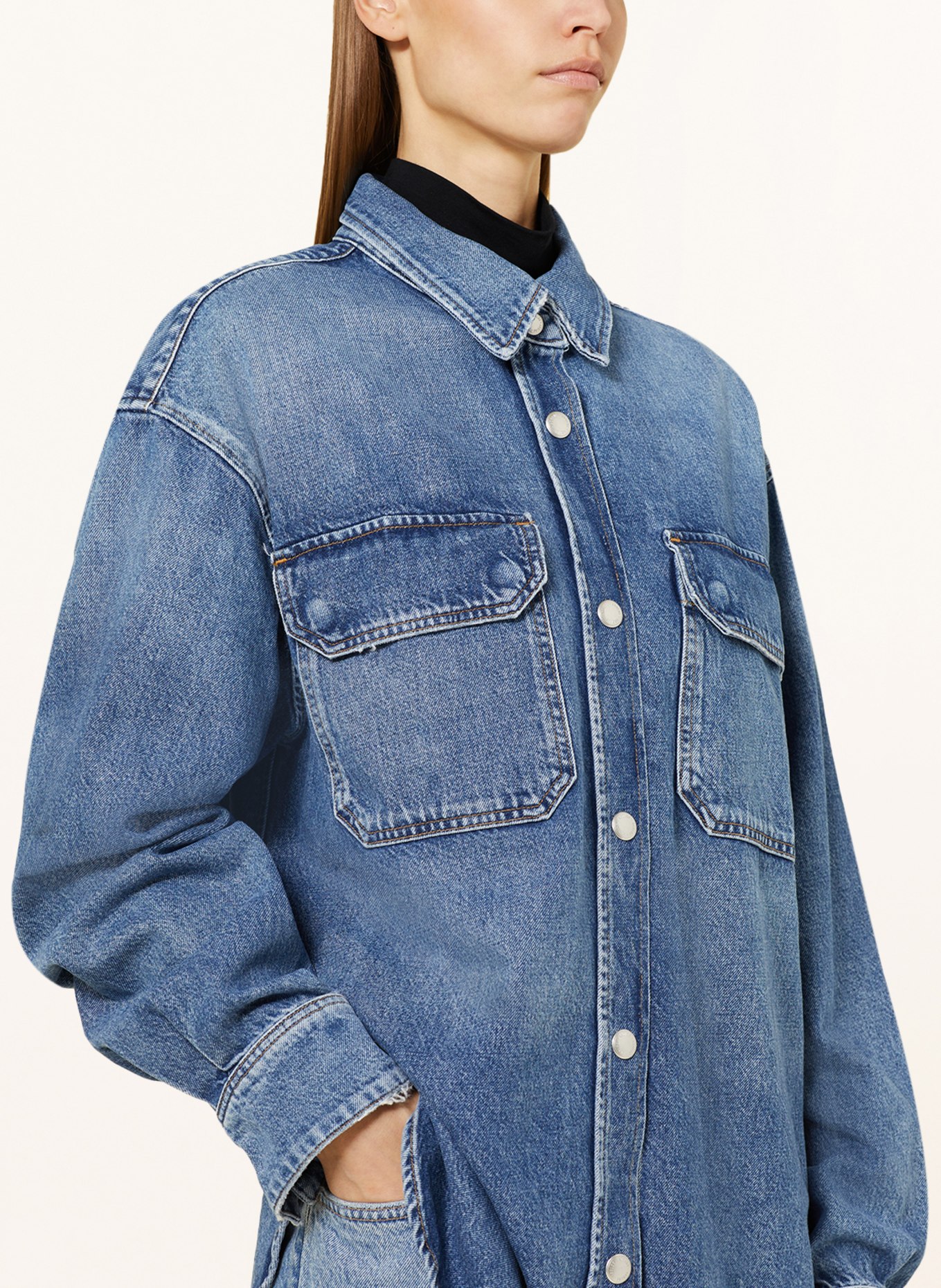 AGOLDE Koszula jeansowa oversize CAMRYN, Kolor: GRANATOWY (Obrazek 4)