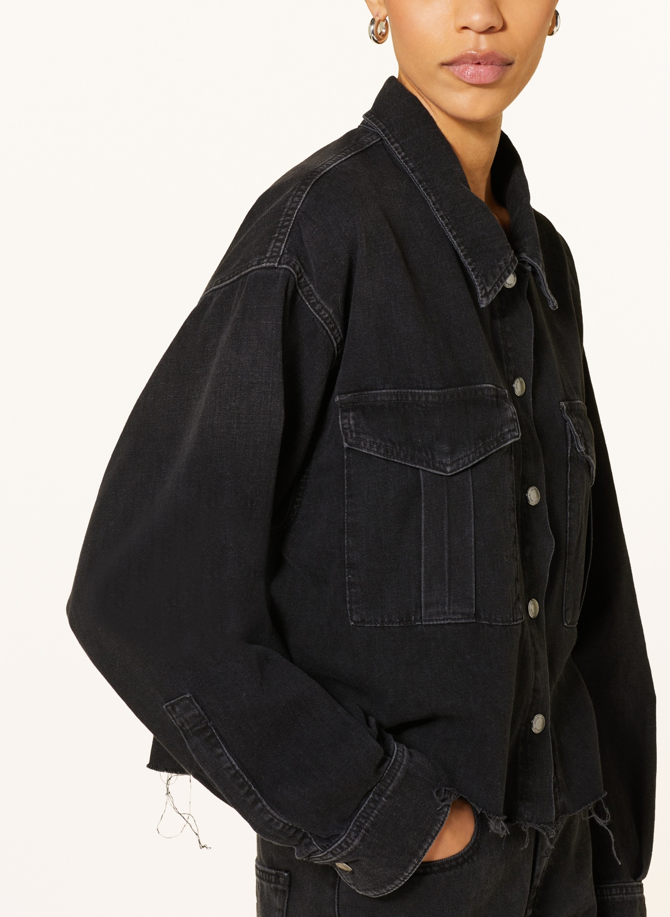 AGOLDE Cropped denim jacket NYX, Color: BLACK (Image 4)