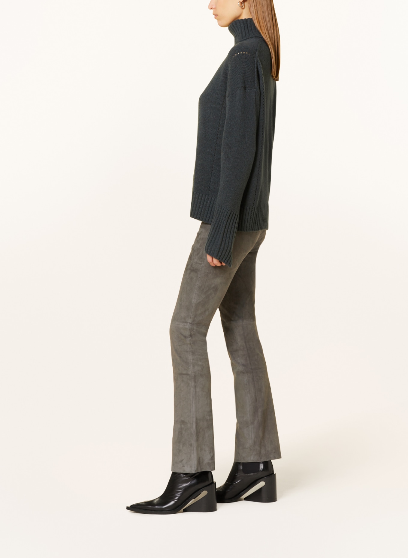 IRIS von ARNIM Leather trousers PHILINE, Color: TAUPE (Image 4)