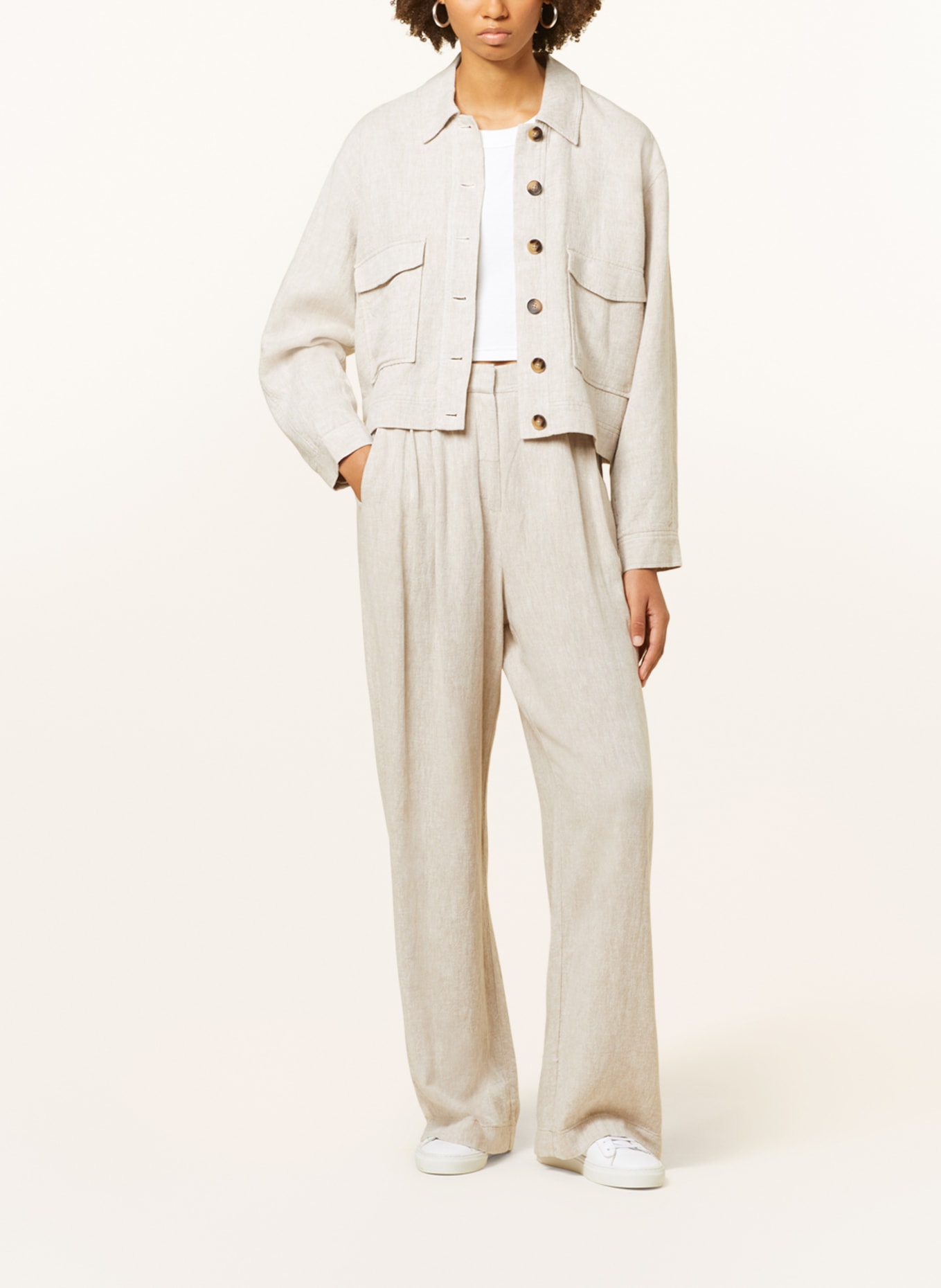 MSCH COPENHAGEN Wide leg trousers MSCHJOVENE with linen, Color: BEIGE (Image 2)