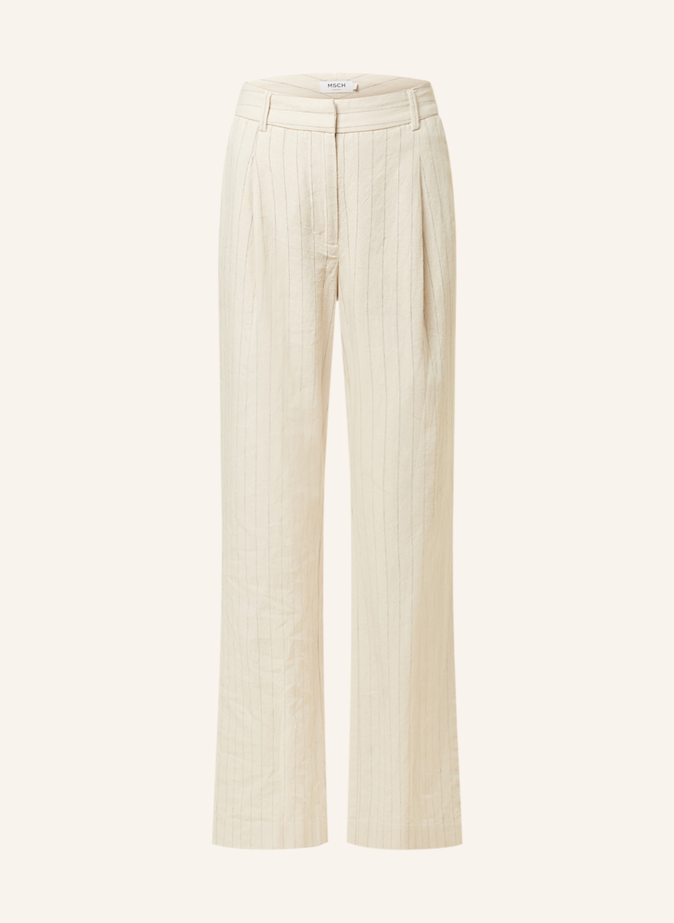 MSCH COPENHAGEN Wide leg trousers MSCHJONALYN with linen, Color: BEIGE (Image 1)