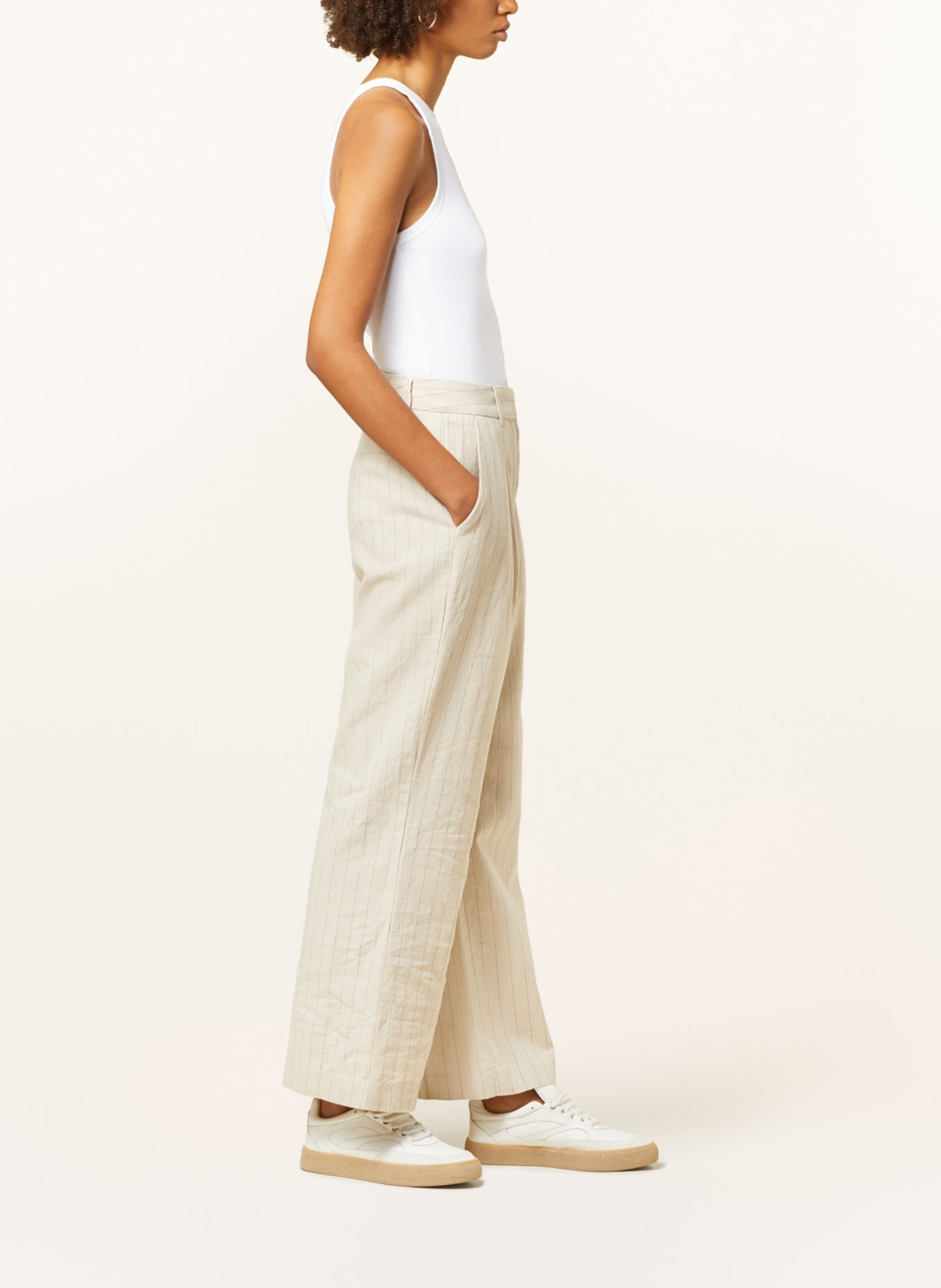 MSCH COPENHAGEN Wide leg trousers MSCHJONALYN with linen, Color: BEIGE (Image 4)