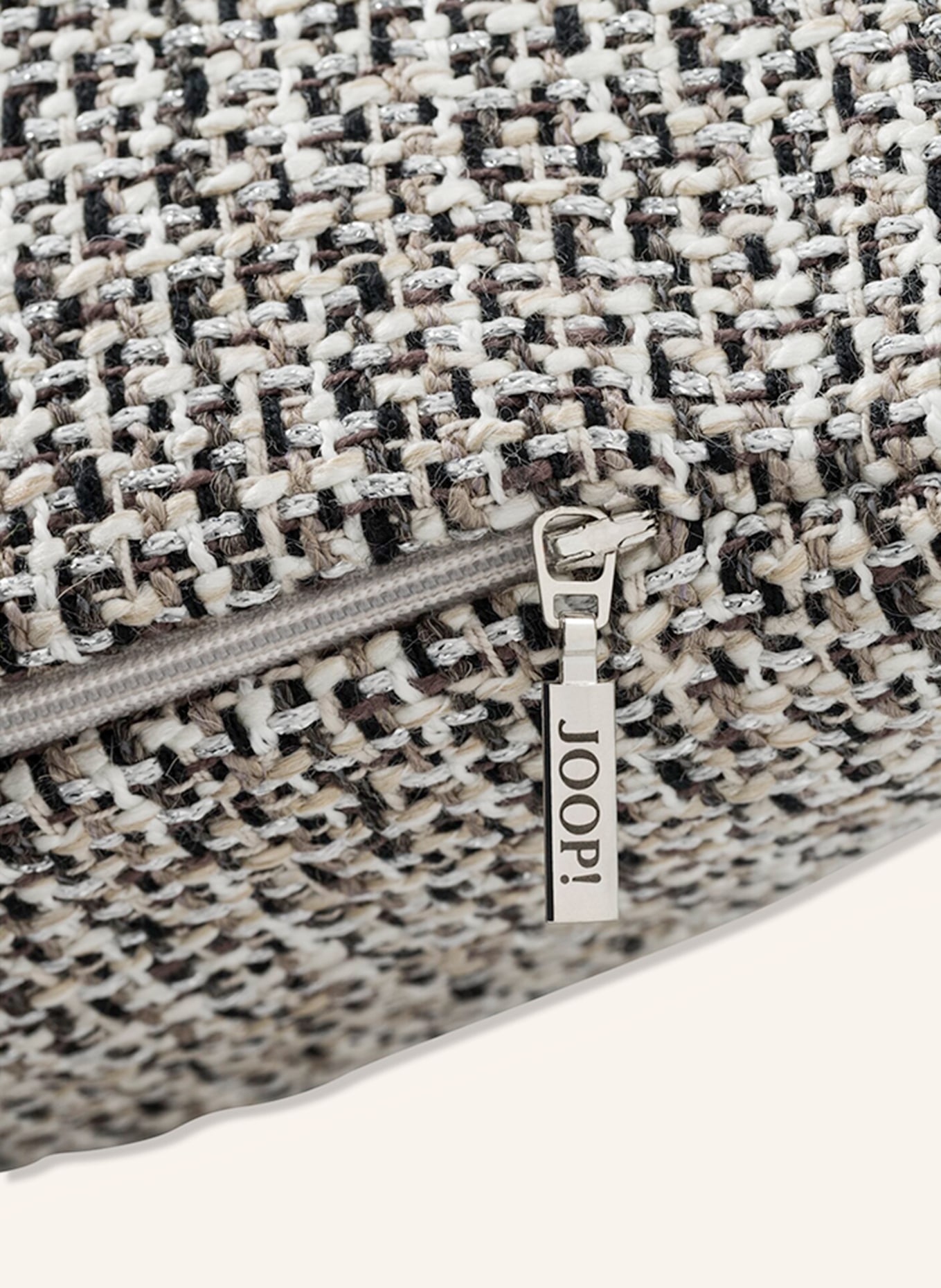 JOOP! Decorative cushion cover JOOP! GRAND with glitter thread, Color: DARK GRAY/ WHITE/ BEIGE (Image 4)