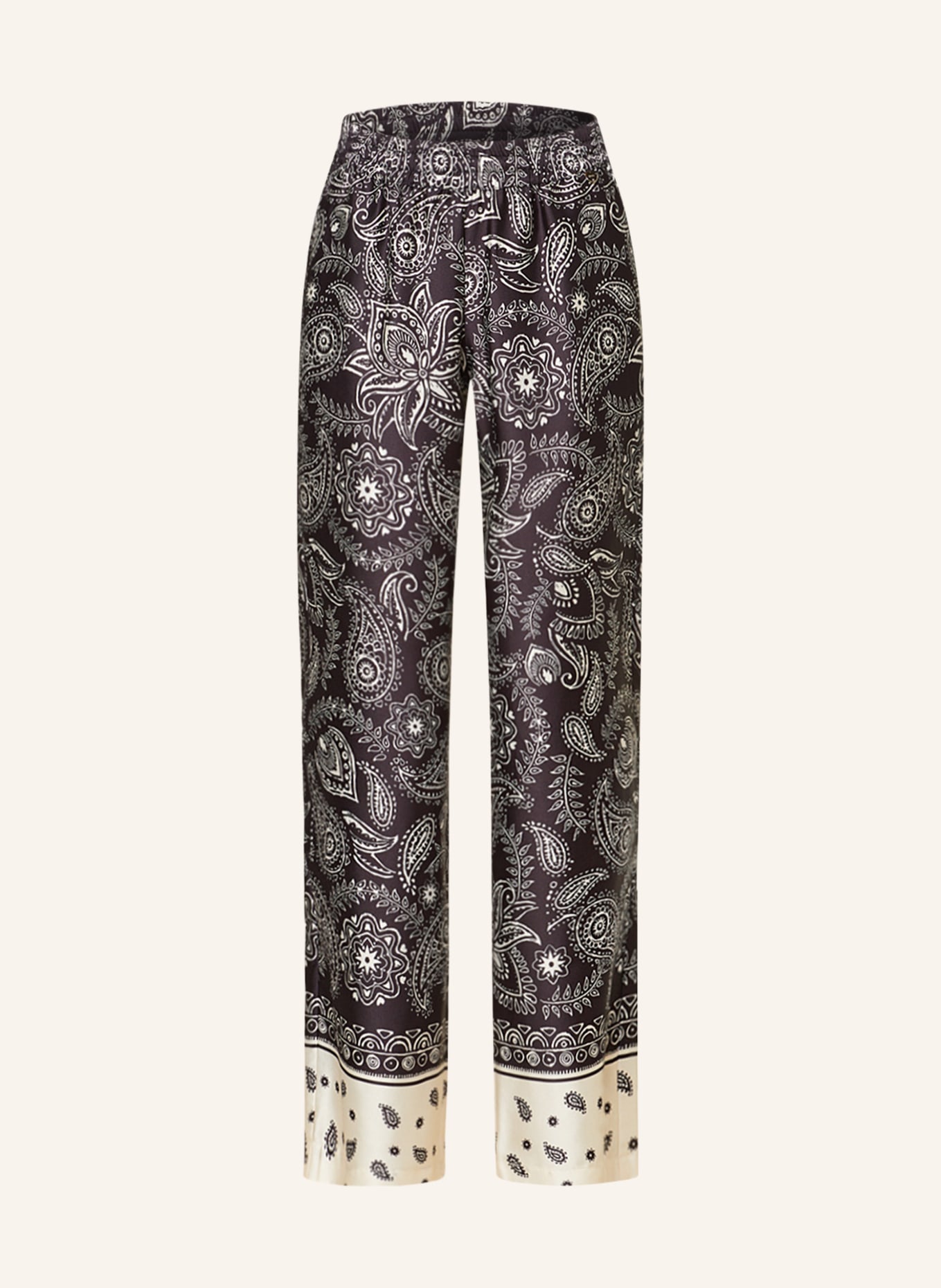 LIU JO Wide leg trousers in satin, Color: BLACK/ ECRU (Image 1)