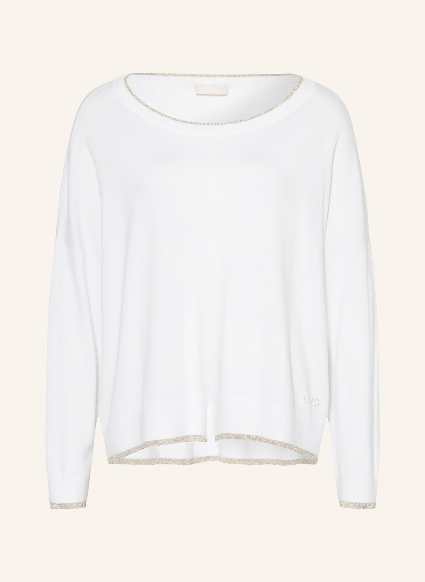 LIU JO Sweater with glitter thread and decorative gems, Color: WHITE (Image 1)