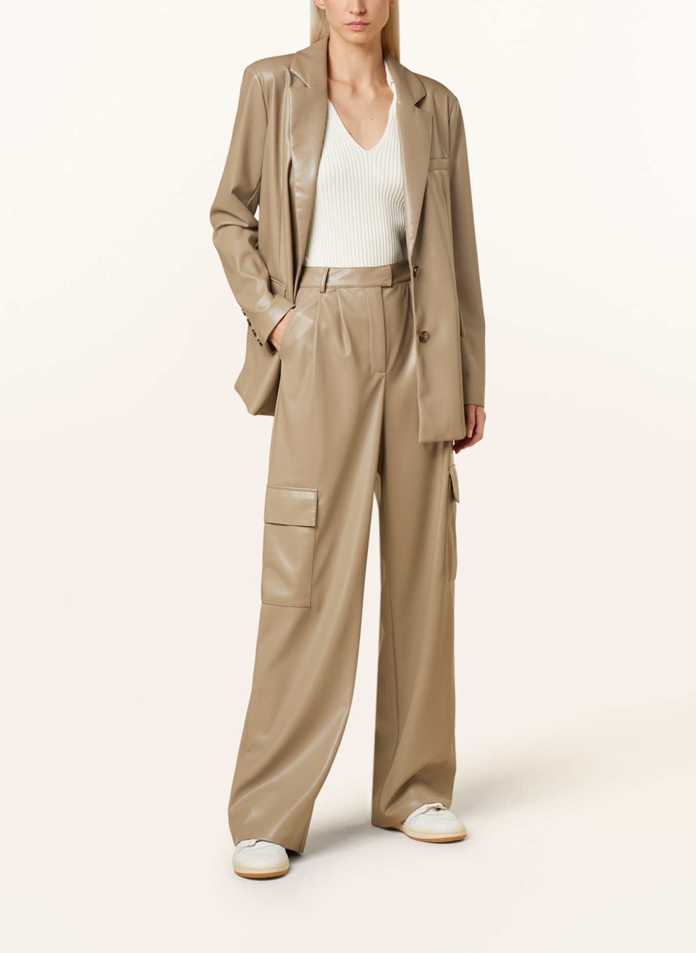 MRS & HUGS Cargo pants in leather look, Color: TAUPE (Image 2)