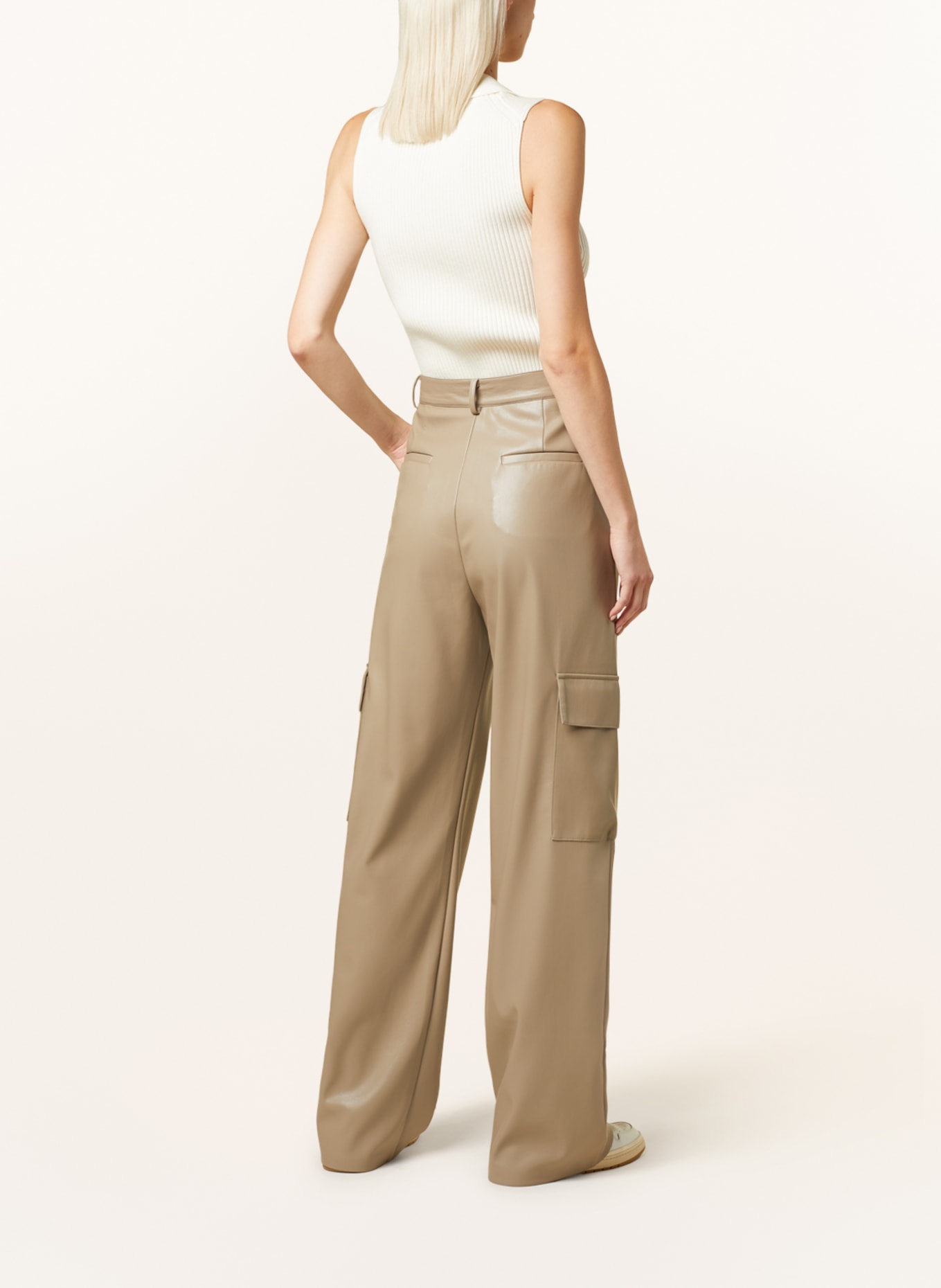 MRS & HUGS Cargo pants in leather look, Color: TAUPE (Image 3)