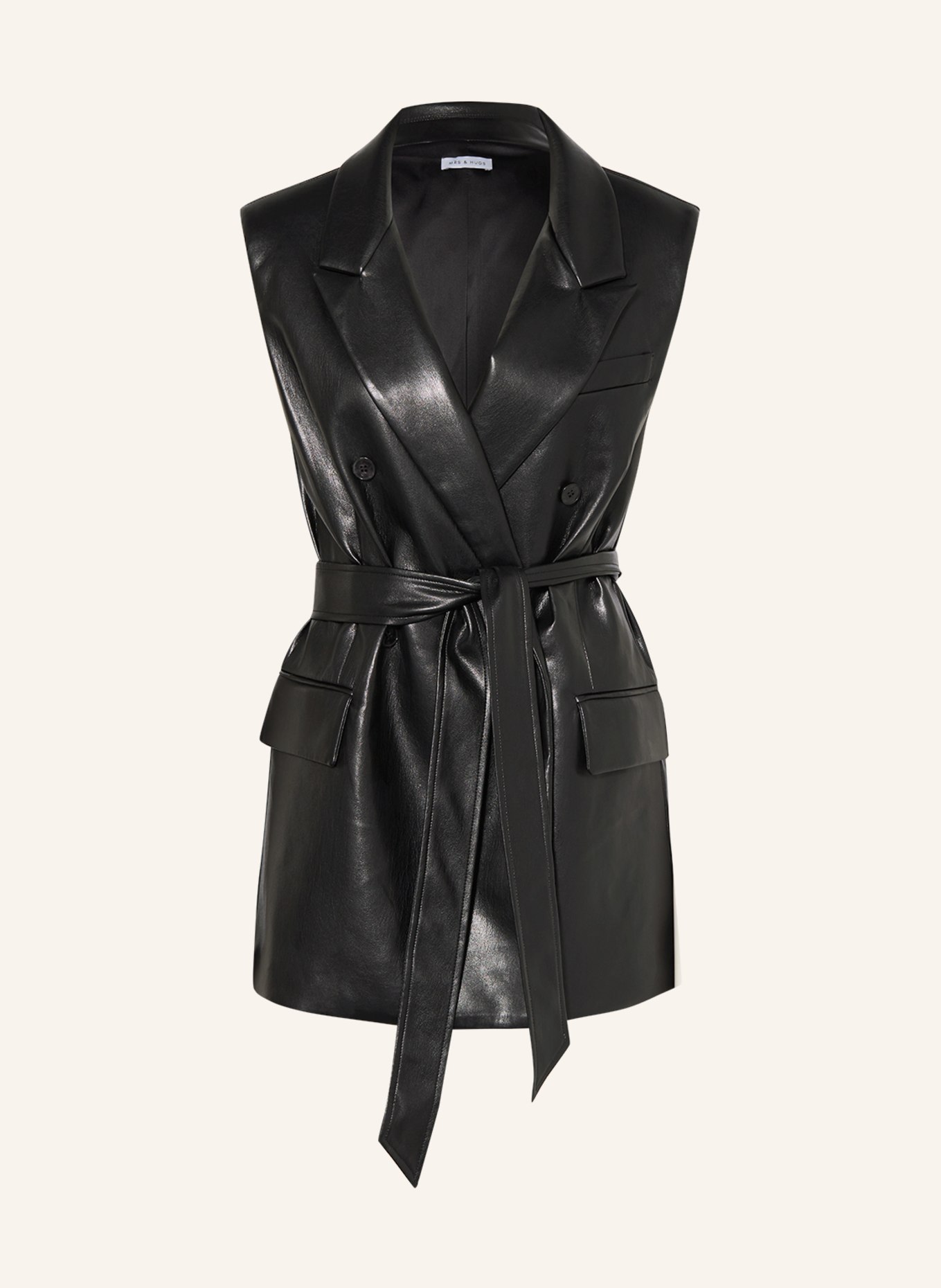 MRS & HUGS Blazer vest in leather look, Color: BLACK (Image 1)