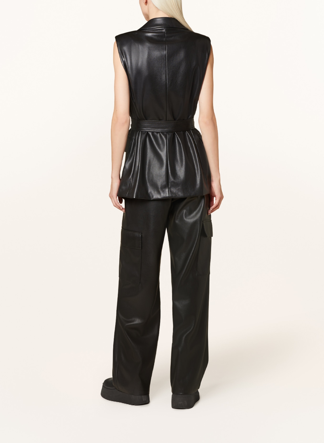 MRS & HUGS Blazer vest in leather look, Color: BLACK (Image 3)
