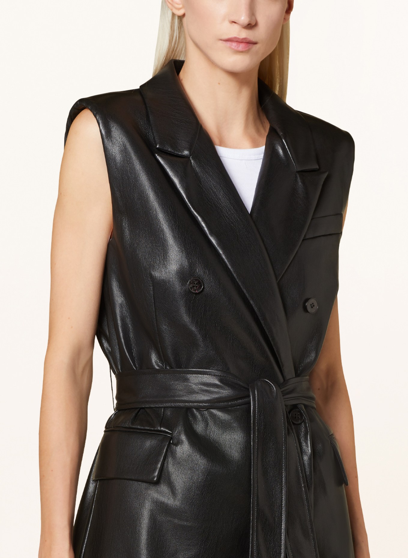 MRS & HUGS Blazer vest in leather look, Color: BLACK (Image 4)