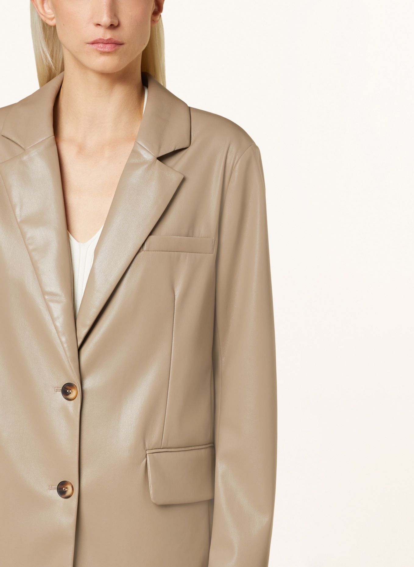 MRS & HUGS Blazer in leather look, Color: TAUPE (Image 4)