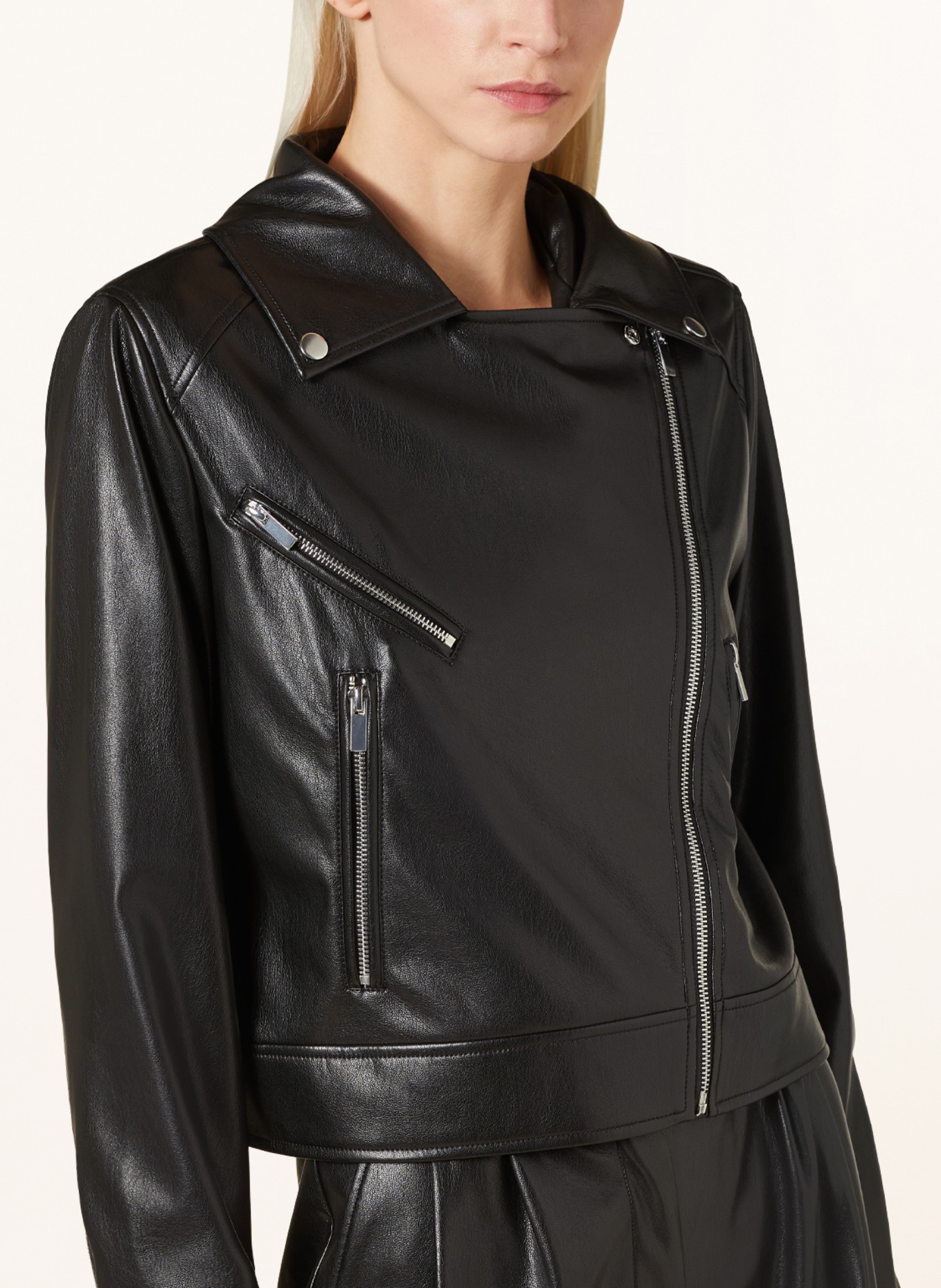 MRS & HUGS Jacket in leather look, Color: BLACK (Image 4)