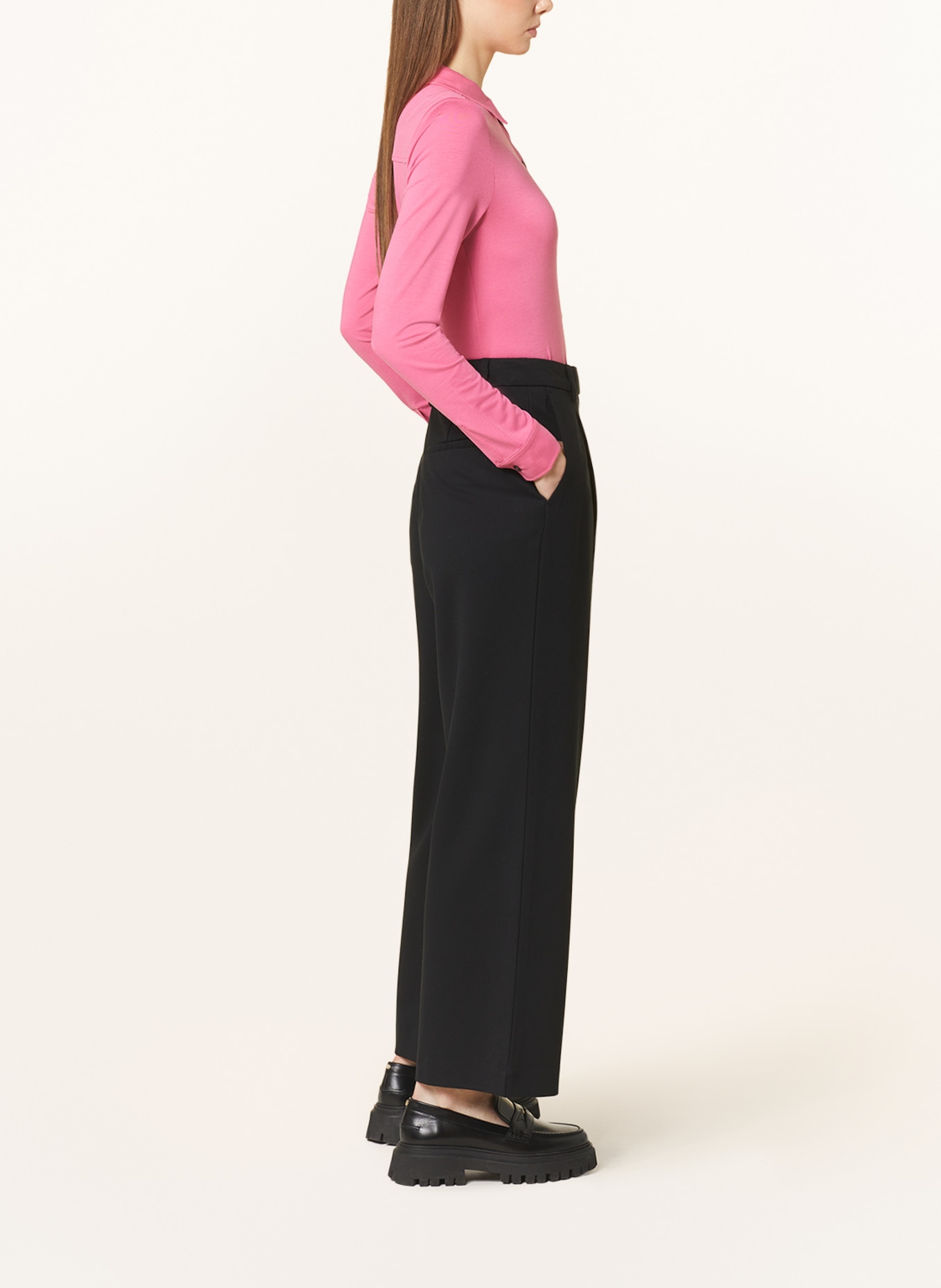 Marc O'Polo Wide leg trousers made of jersey, Color: BLACK (Image 4)