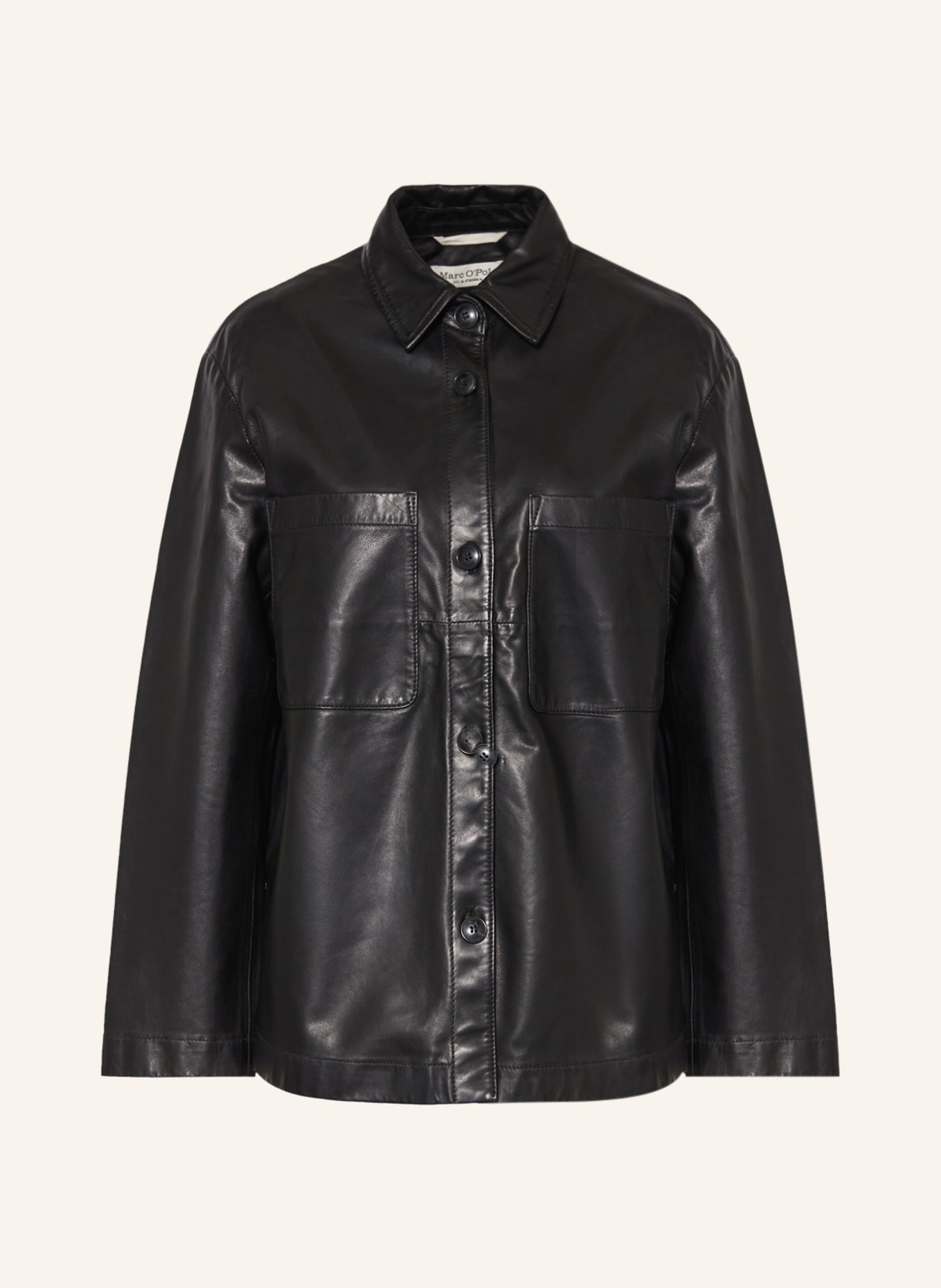 Marc O'Polo Leather overshirt, Color: BLACK (Image 1)