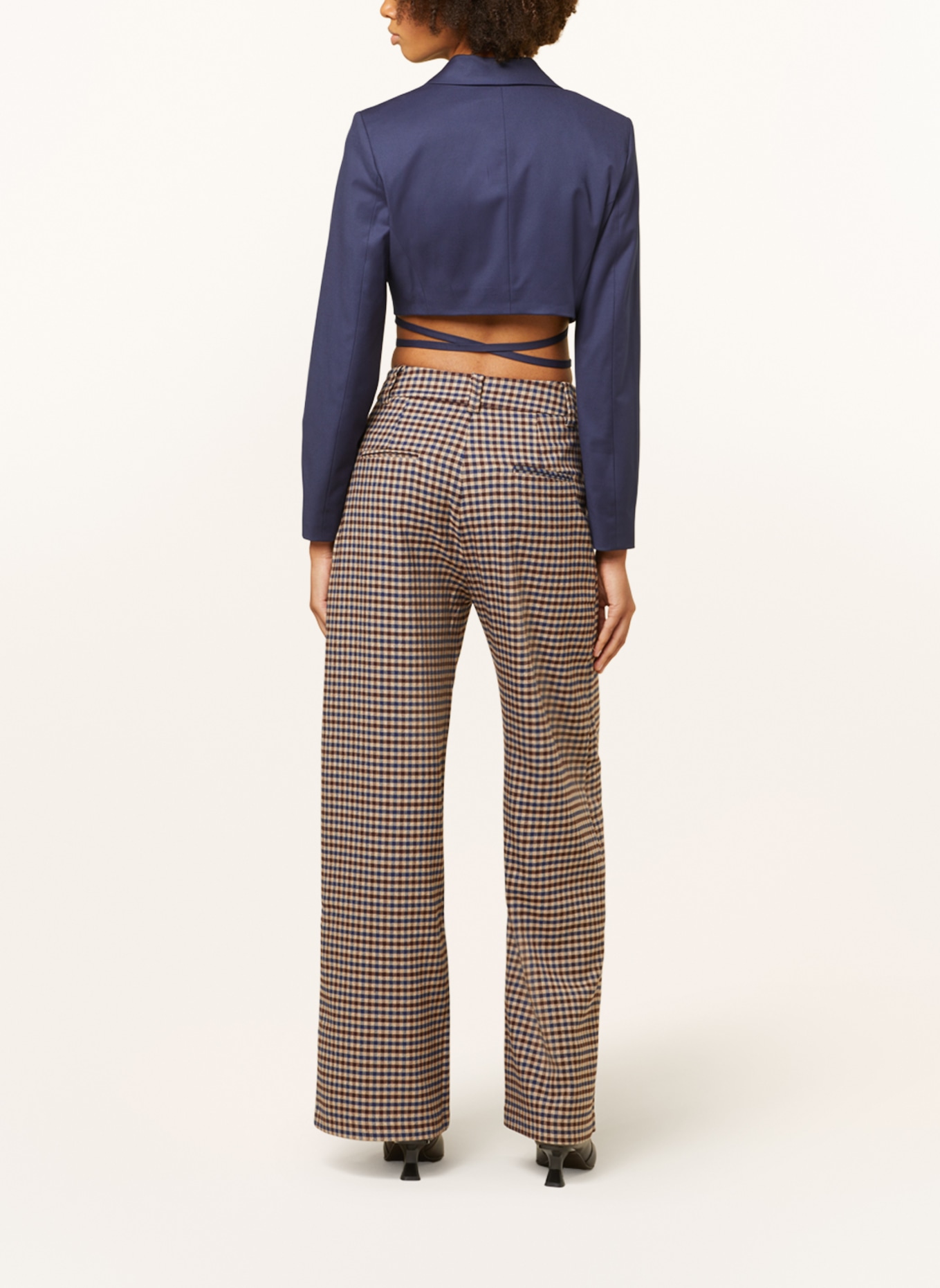 SUNCOO Wide leg trousers JAPON, Color: BEIGE/ DARK BROWN/ DARK BLUE (Image 3)
