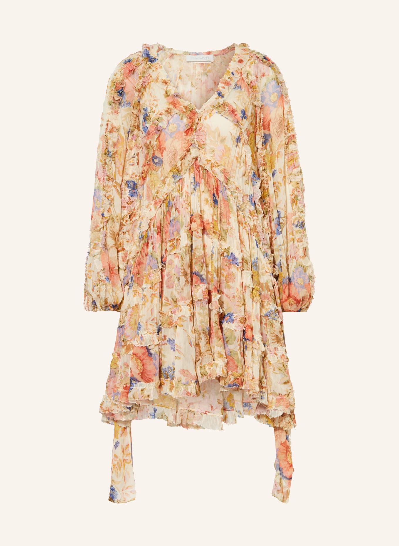 ZIMMERMANN Dress AUGUST with ruffles, Color: DARK YELLOW/ LIGHT RED/ GREEN (Image 1)