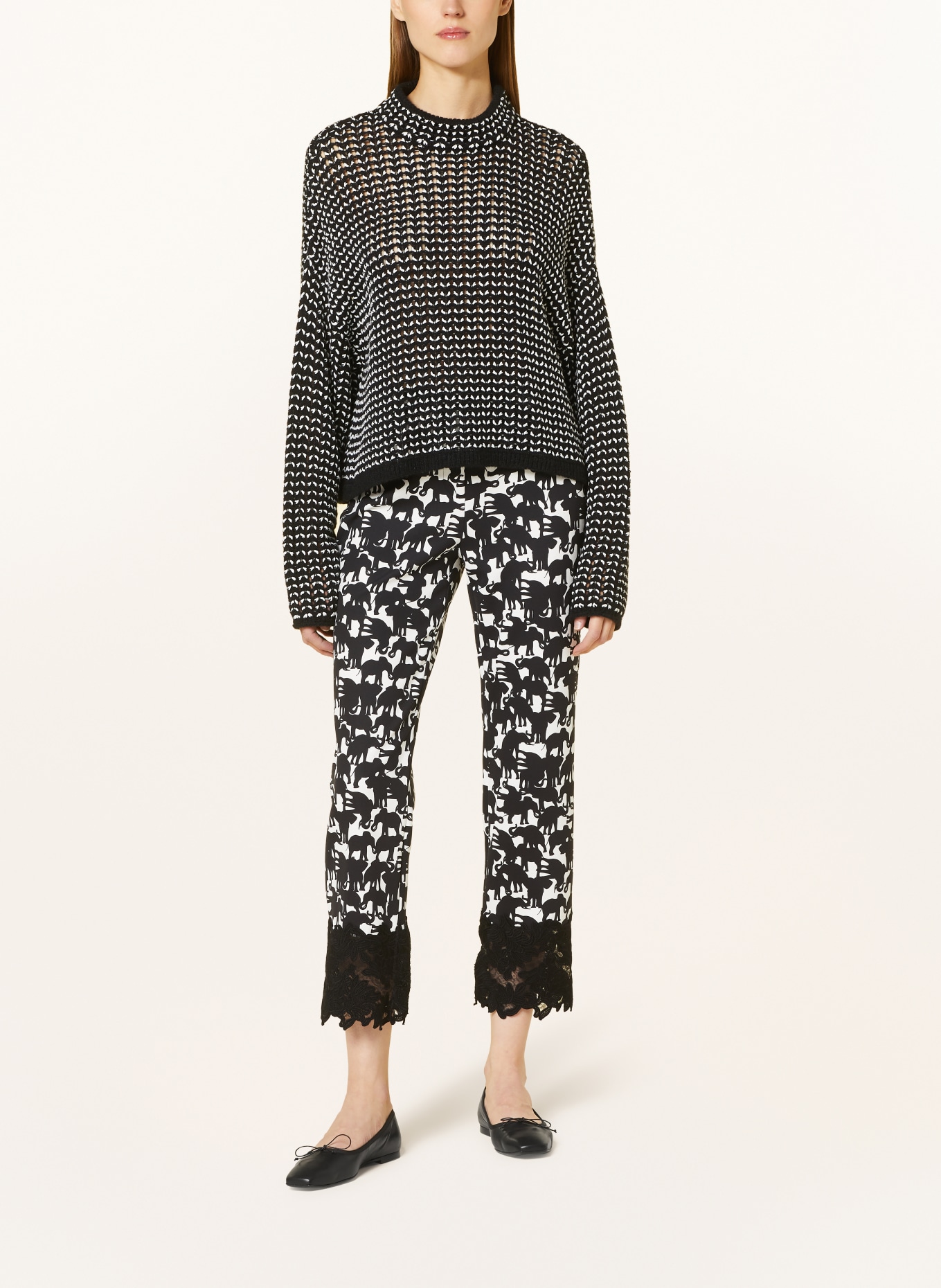 MARC CAIN Sweater, Color: 910 black and white (Image 2)