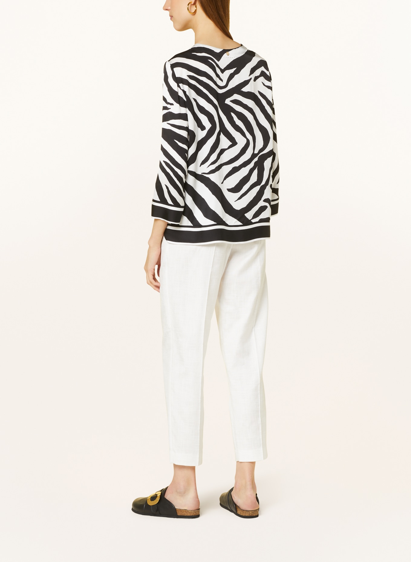 MARC CAIN Shirt blouse made of satin with 3/4 sleeves, Color: 190 white and black (Image 3)