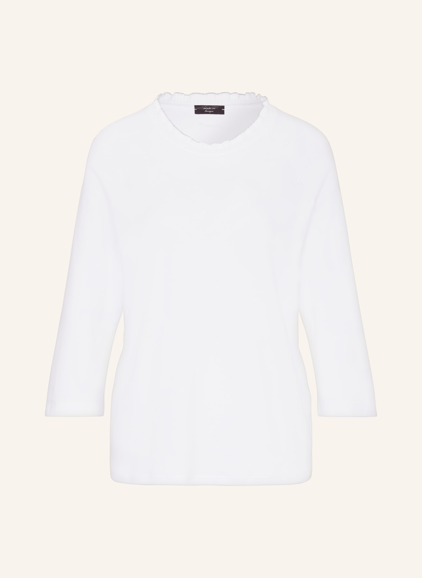 MARC CAIN Koszulka z rękawem 3/4 z błyszczącą przędzą, Kolor: 100 WHITE (Obrazek 1)