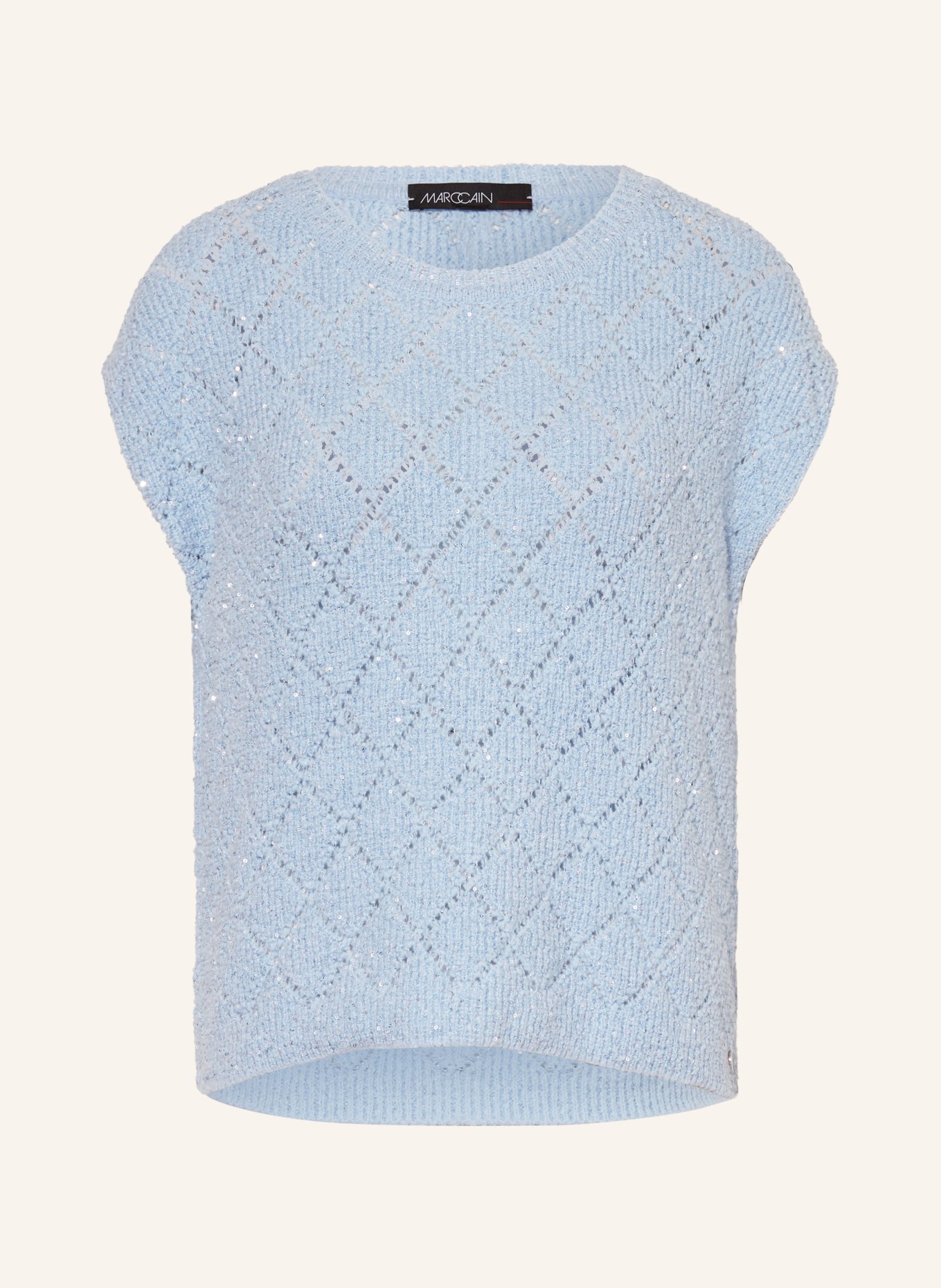 MARC CAIN Sweater vest with sequins, Color: 320 soft summer sky (Image 1)
