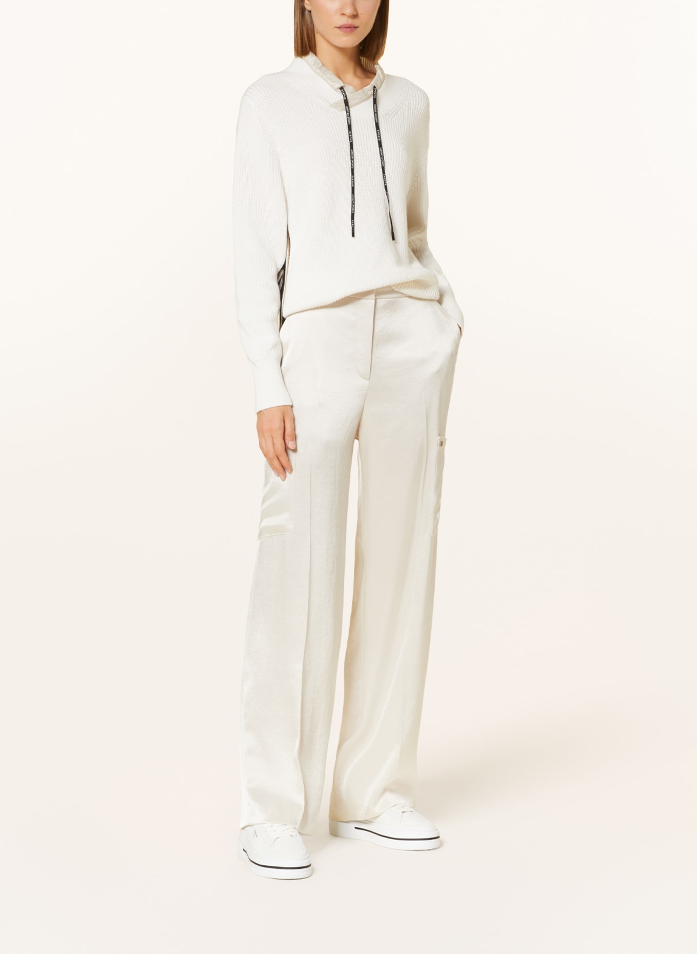 MARC CAIN Cargo pants made of satin, Color: 182 smoke (Image 2)
