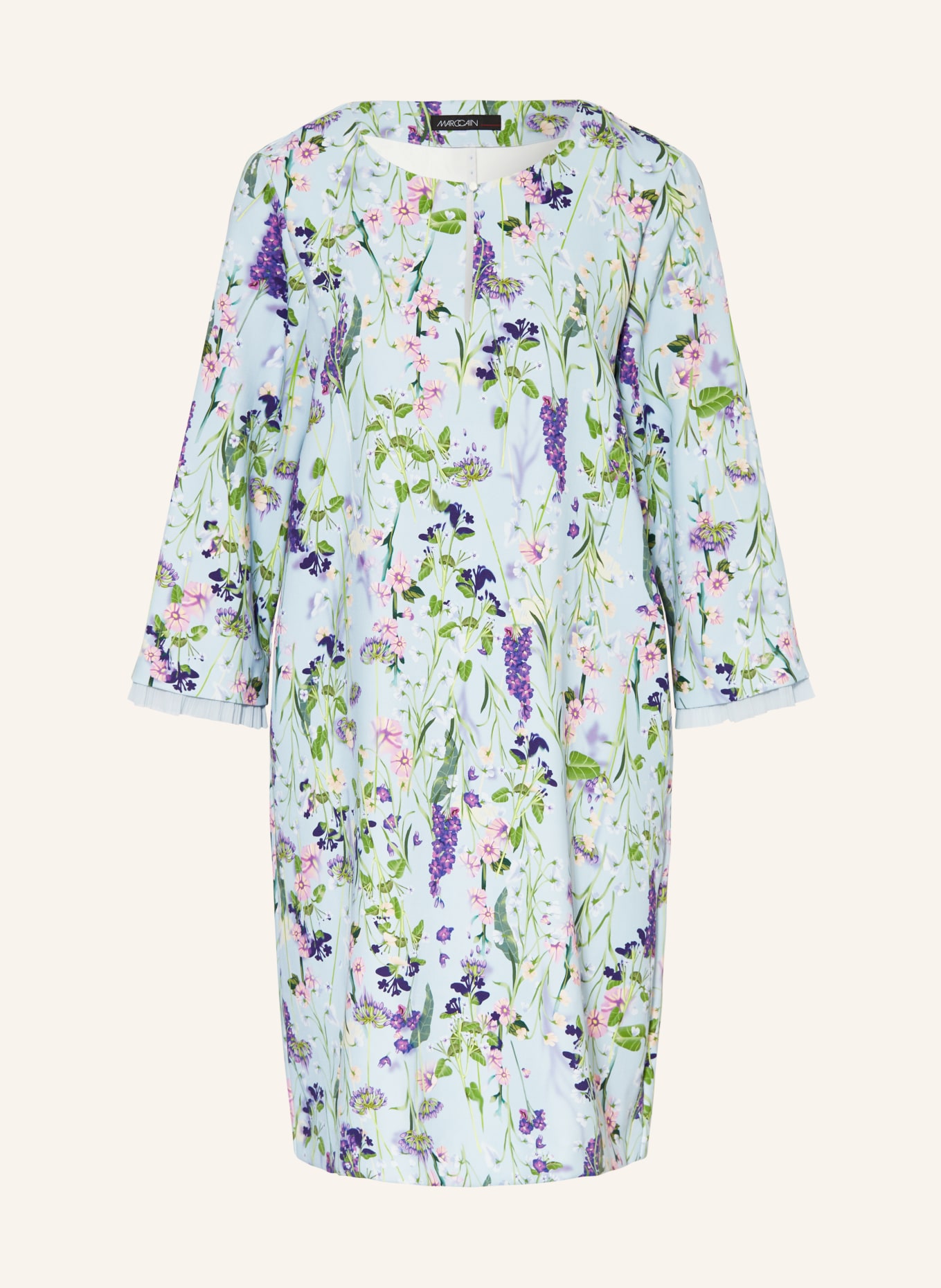 MARC CAIN Sukienka z rękawami 3/4 i falbankami, Kolor: 320 soft summer sky (Obrazek 1)