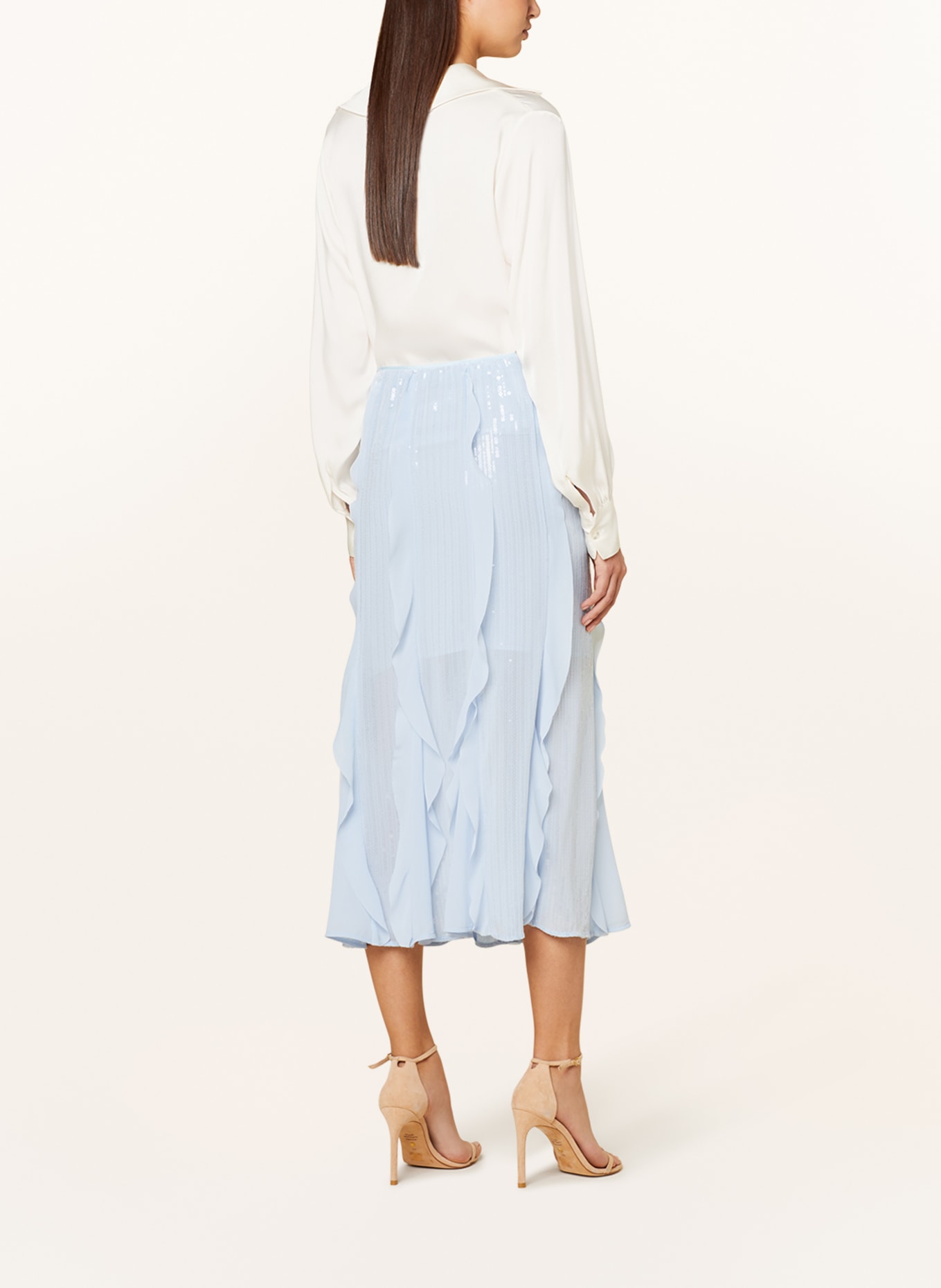 MARC CAIN Skirt with sequins and frills, Color: 320 soft summer sky (Image 3)