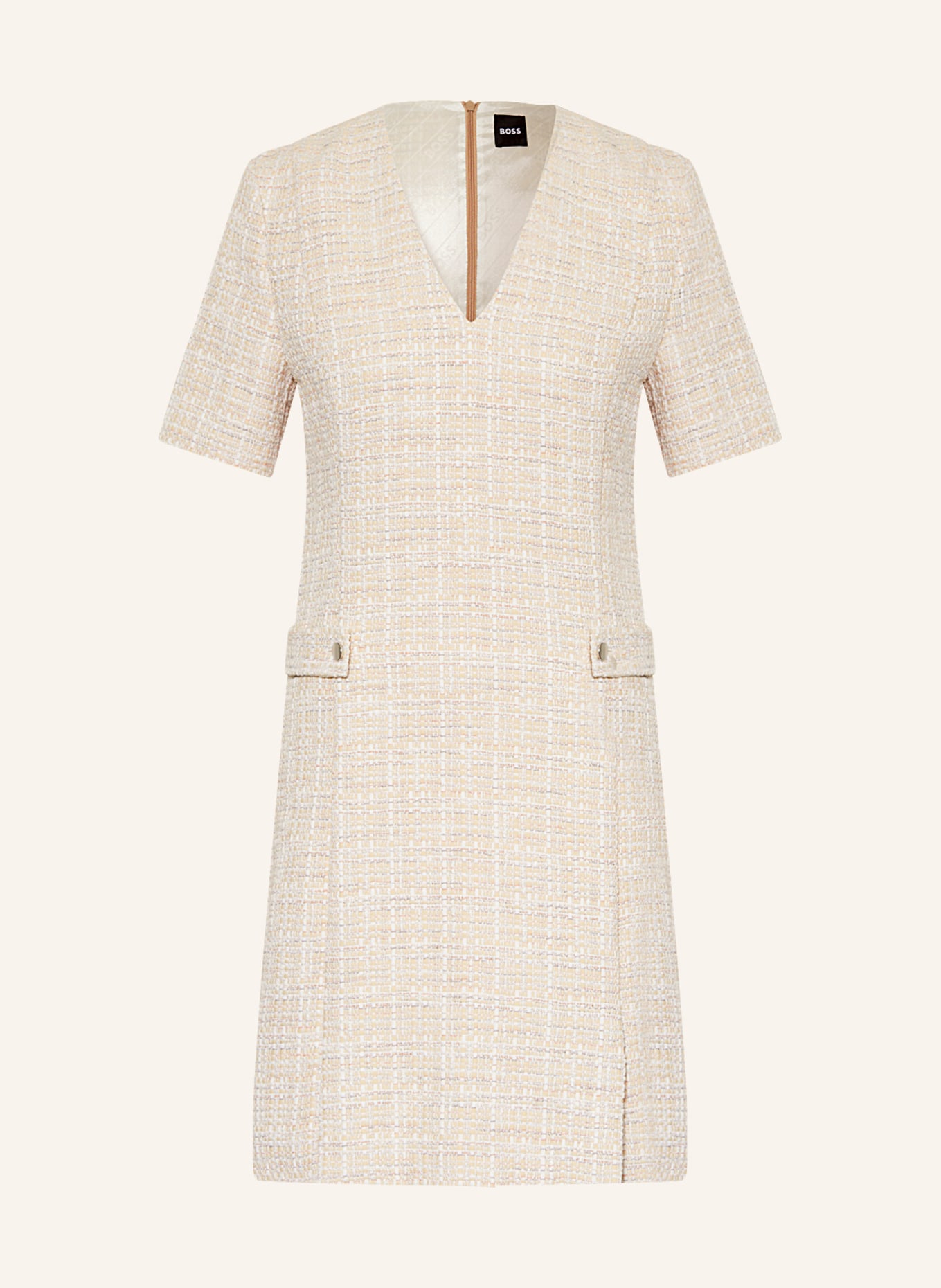 BOSS Tweed dress DESTENA, Color: ECRU/ WHITE/ ROSE (Image 1)