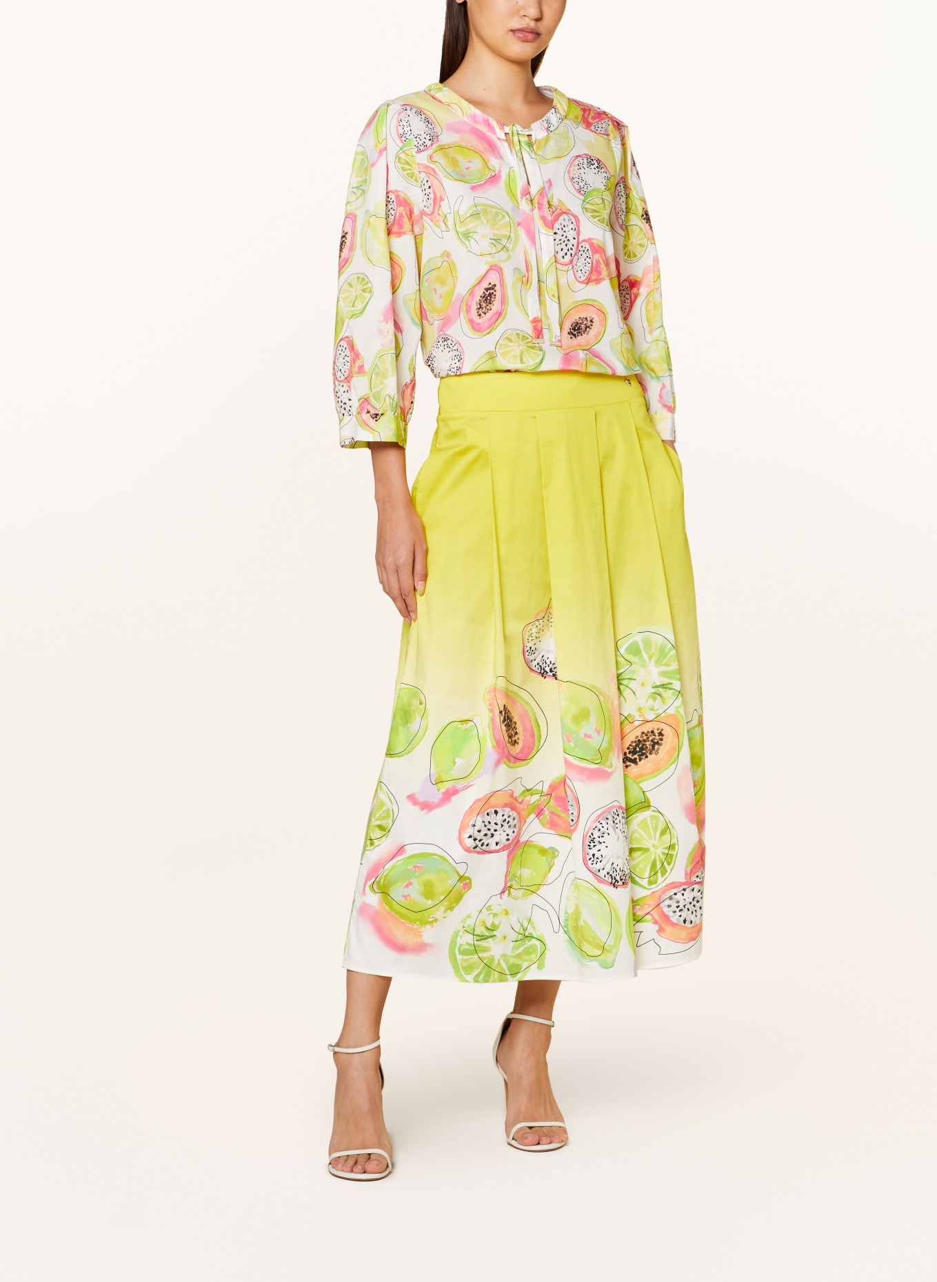 MARC CAIN Shirt blouse with 3/4 sleeves, Color: 420 pale lemon (Image 2)