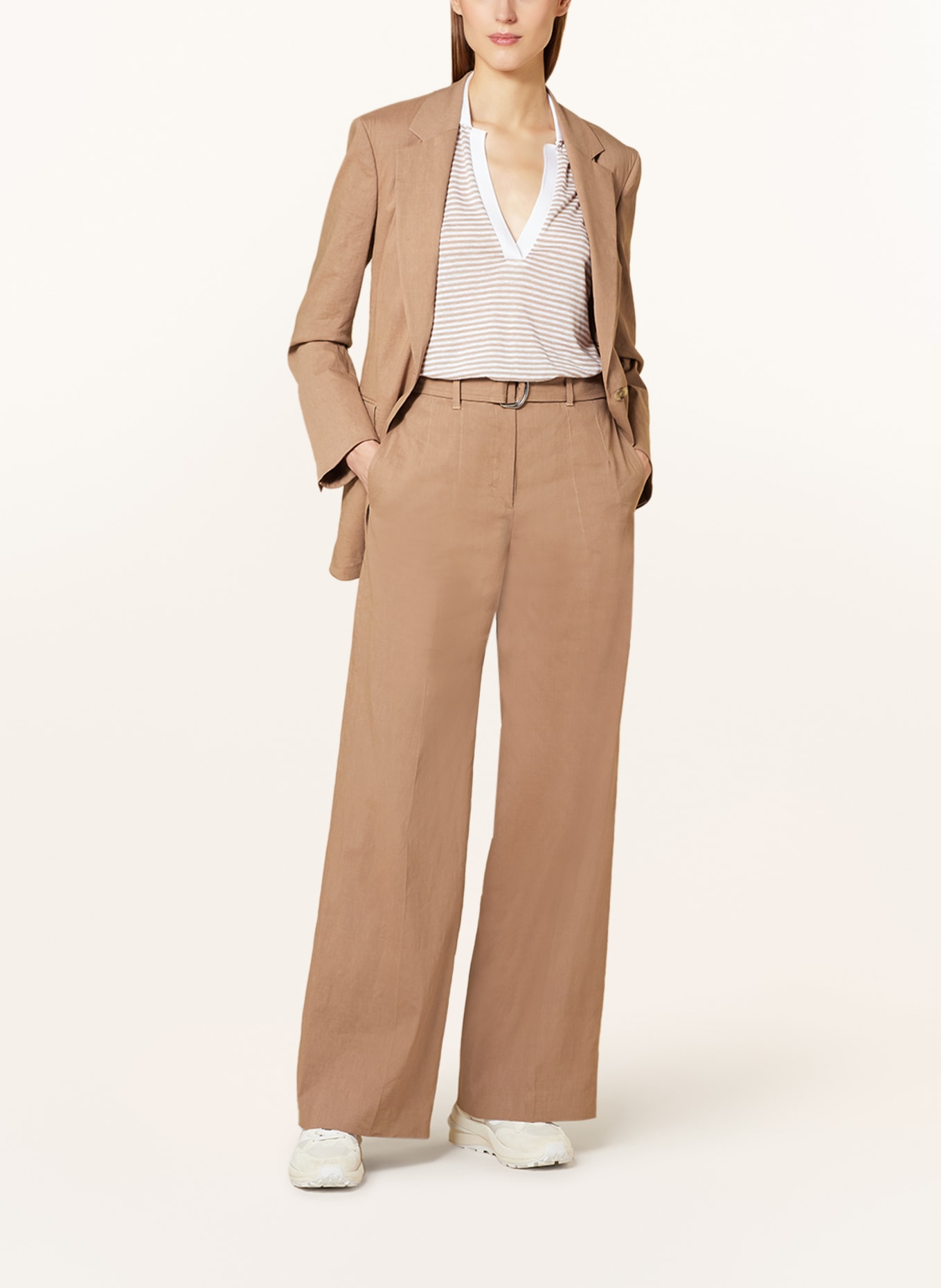 BOSS Wide leg trousers TASENA with linen, Color: LIGHT BROWN (Image 2)