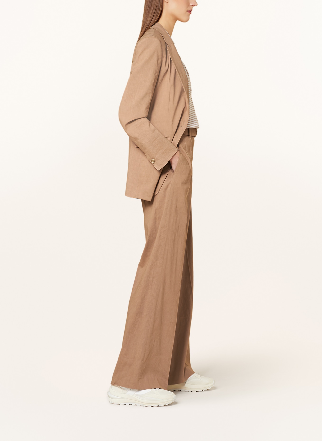 BOSS Wide leg trousers TASENA with linen, Color: LIGHT BROWN (Image 4)