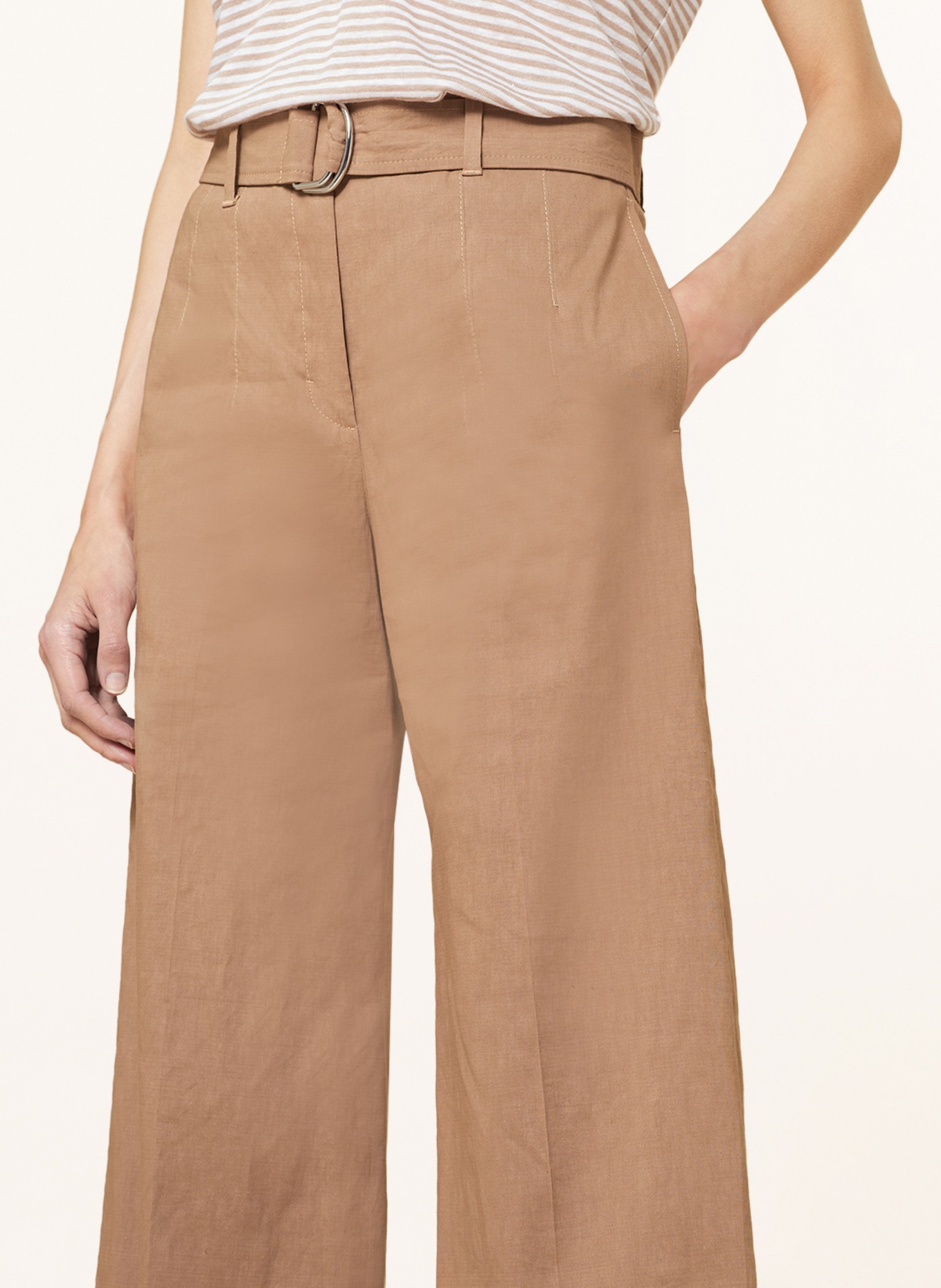 BOSS Wide leg trousers TASENA with linen, Color: LIGHT BROWN (Image 5)