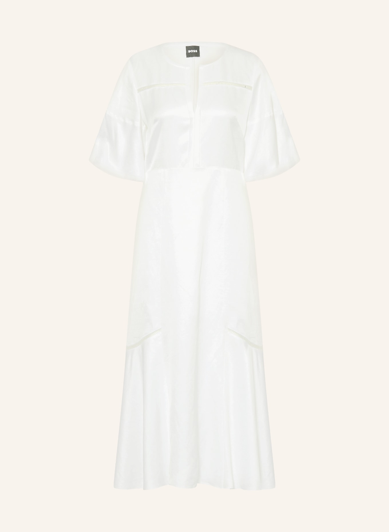 BOSS Dress DILEINA with linen, Color: CREAM (Image 1)