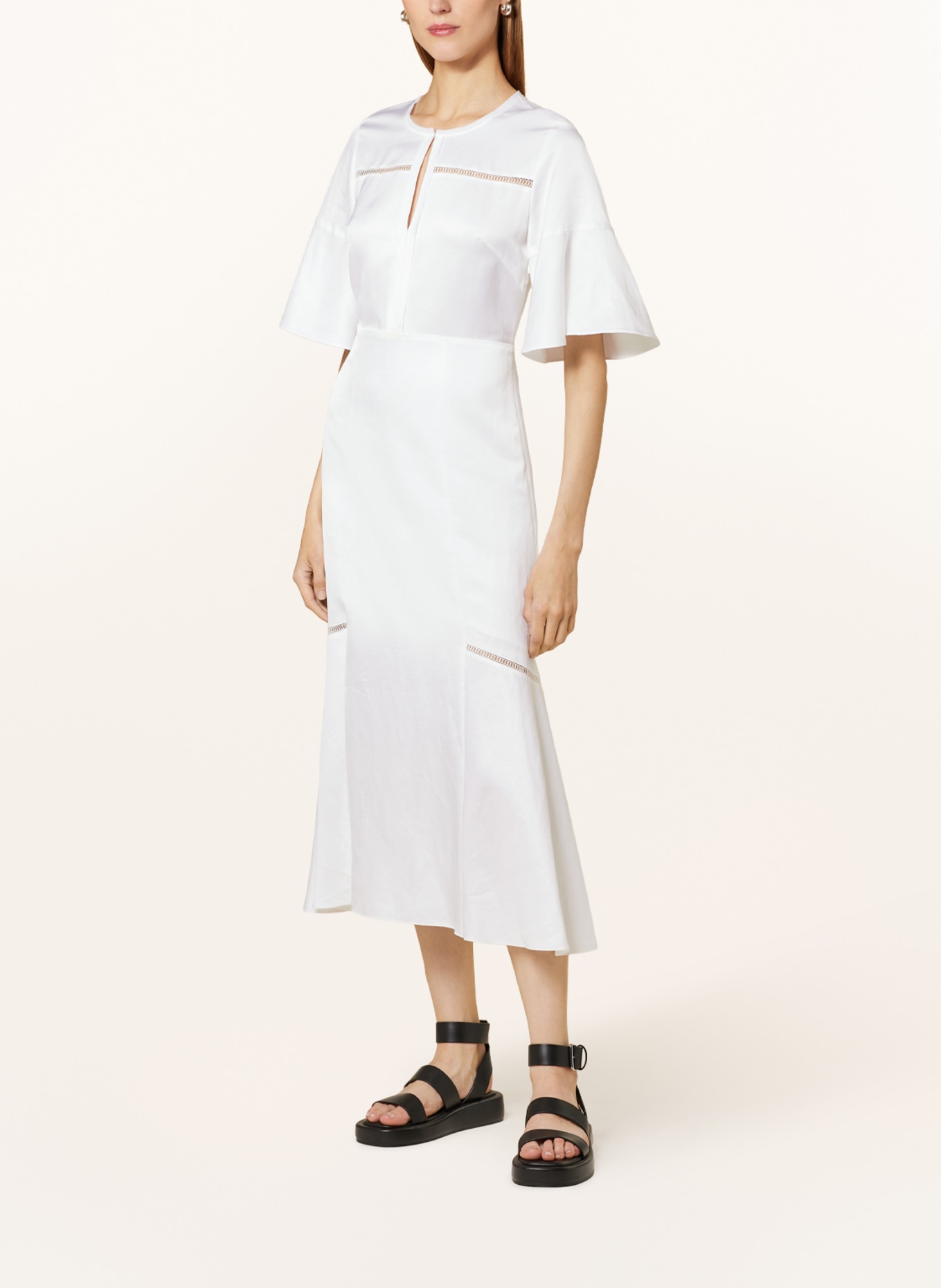 BOSS Kleid DILEINA mit Leinen, Farbe: CREME (Bild 2)