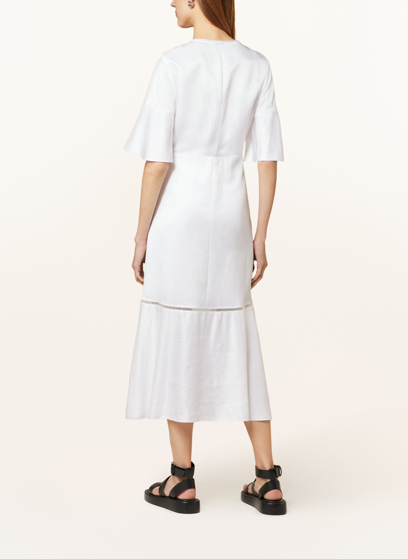 BOSS Kleid DILEINA mit Leinen, Farbe: CREME (Bild 3)