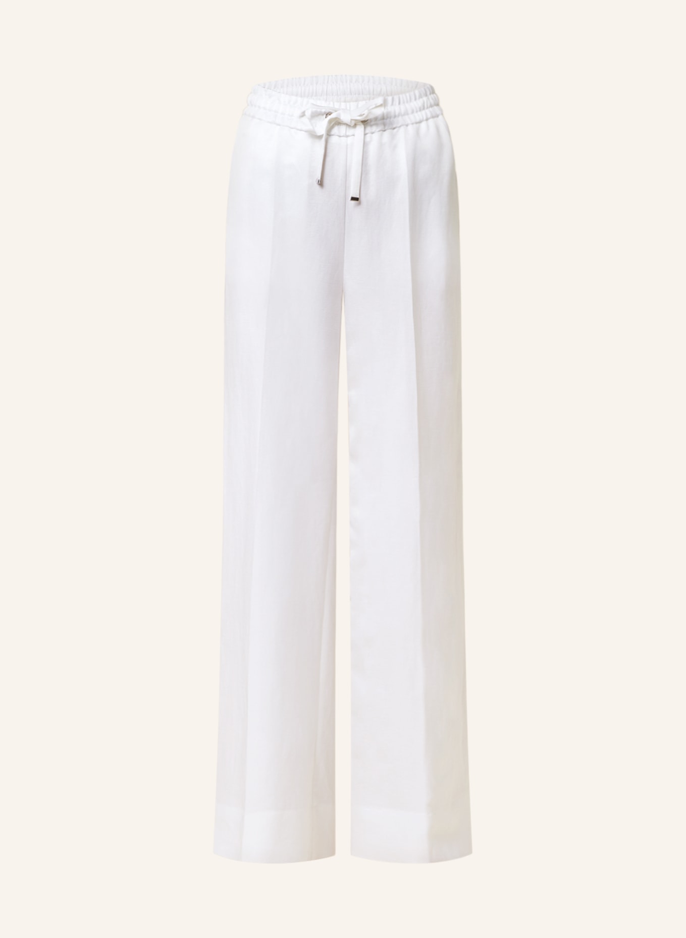 BOSS Spodnie TABUTA w stylu dresowym z dodatkiem lnu, Kolor: KREMOWY (Obrazek 1)
