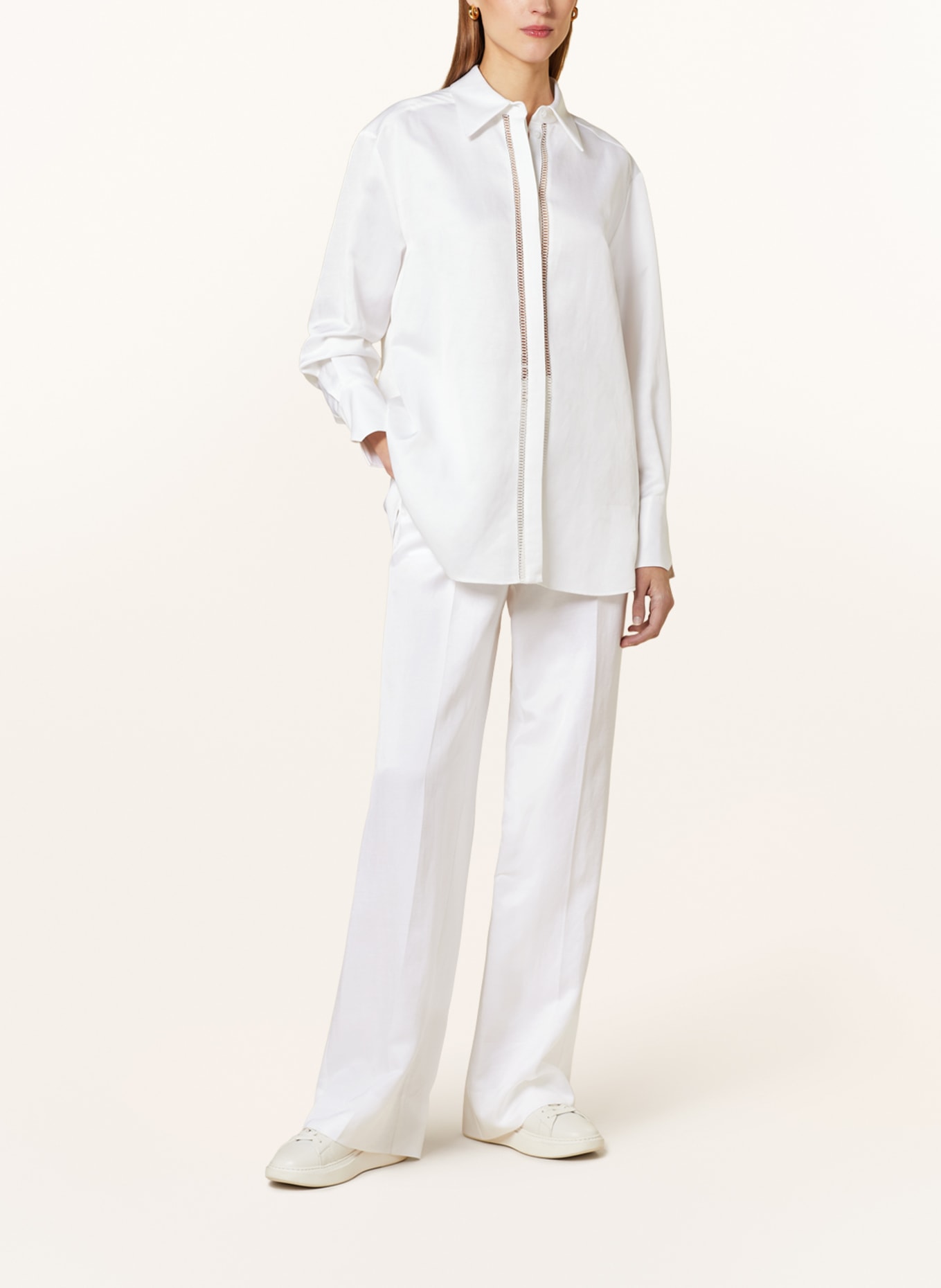 BOSS Spodnie TABUTA w stylu dresowym z dodatkiem lnu, Kolor: KREMOWY (Obrazek 2)