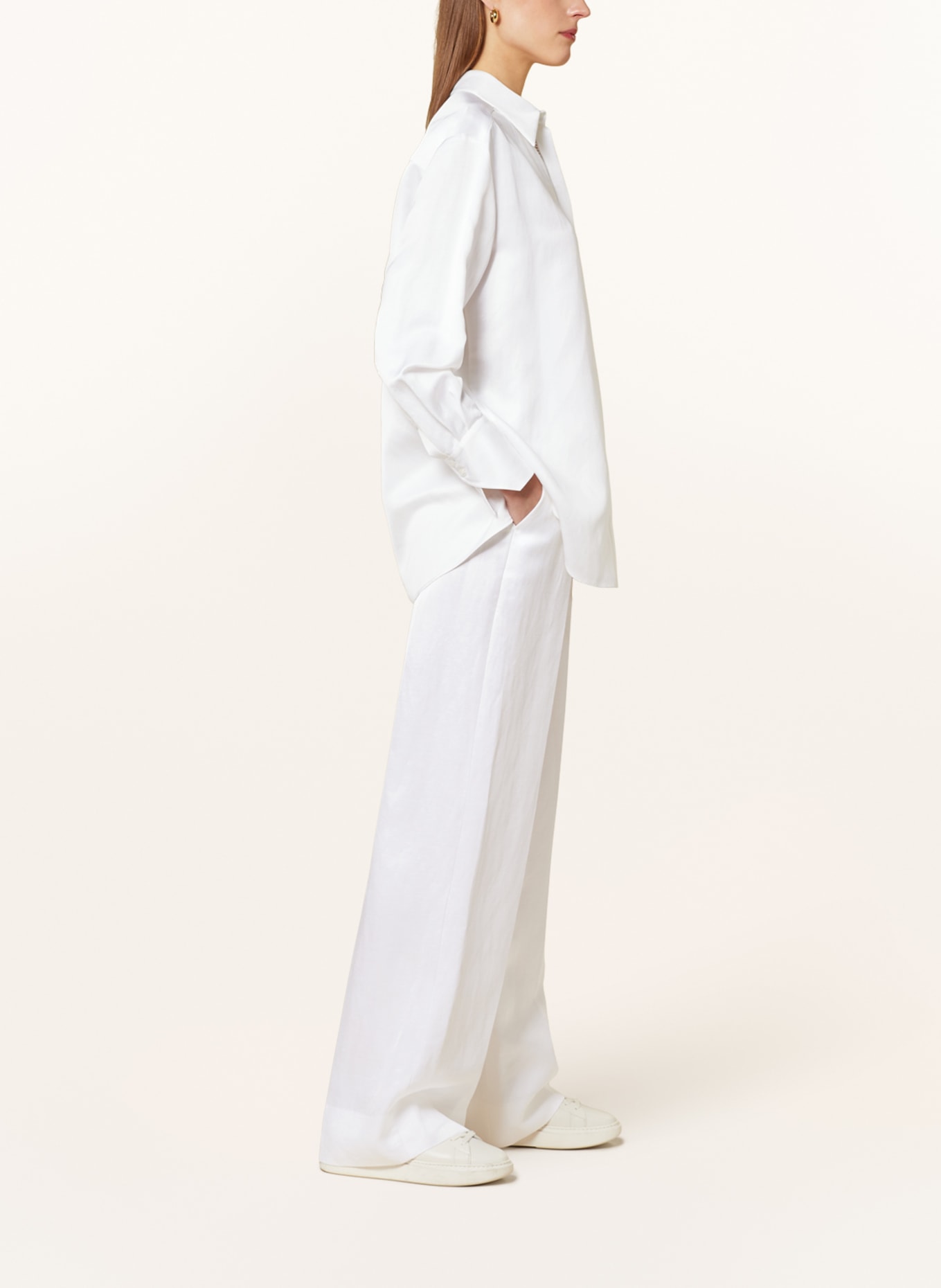 BOSS Spodnie TABUTA w stylu dresowym z dodatkiem lnu, Kolor: KREMOWY (Obrazek 4)