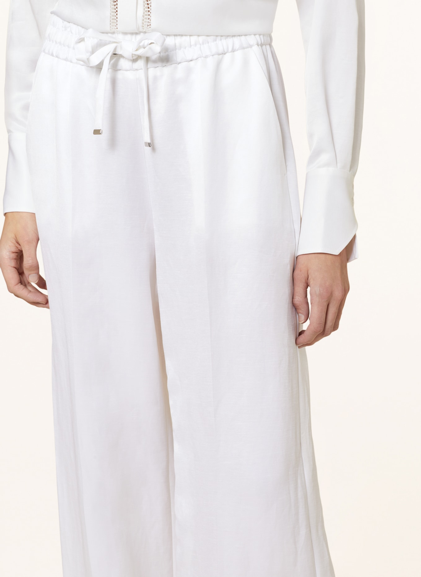 BOSS Spodnie TABUTA w stylu dresowym z dodatkiem lnu, Kolor: KREMOWY (Obrazek 5)