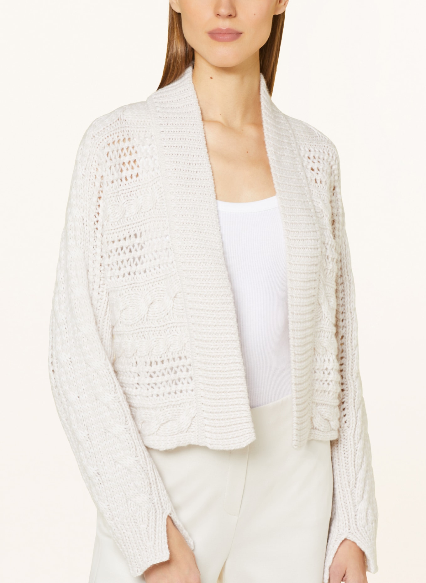 MARC CAIN Knit cardigan with cashmere, Color: 182 smoke (Image 4)