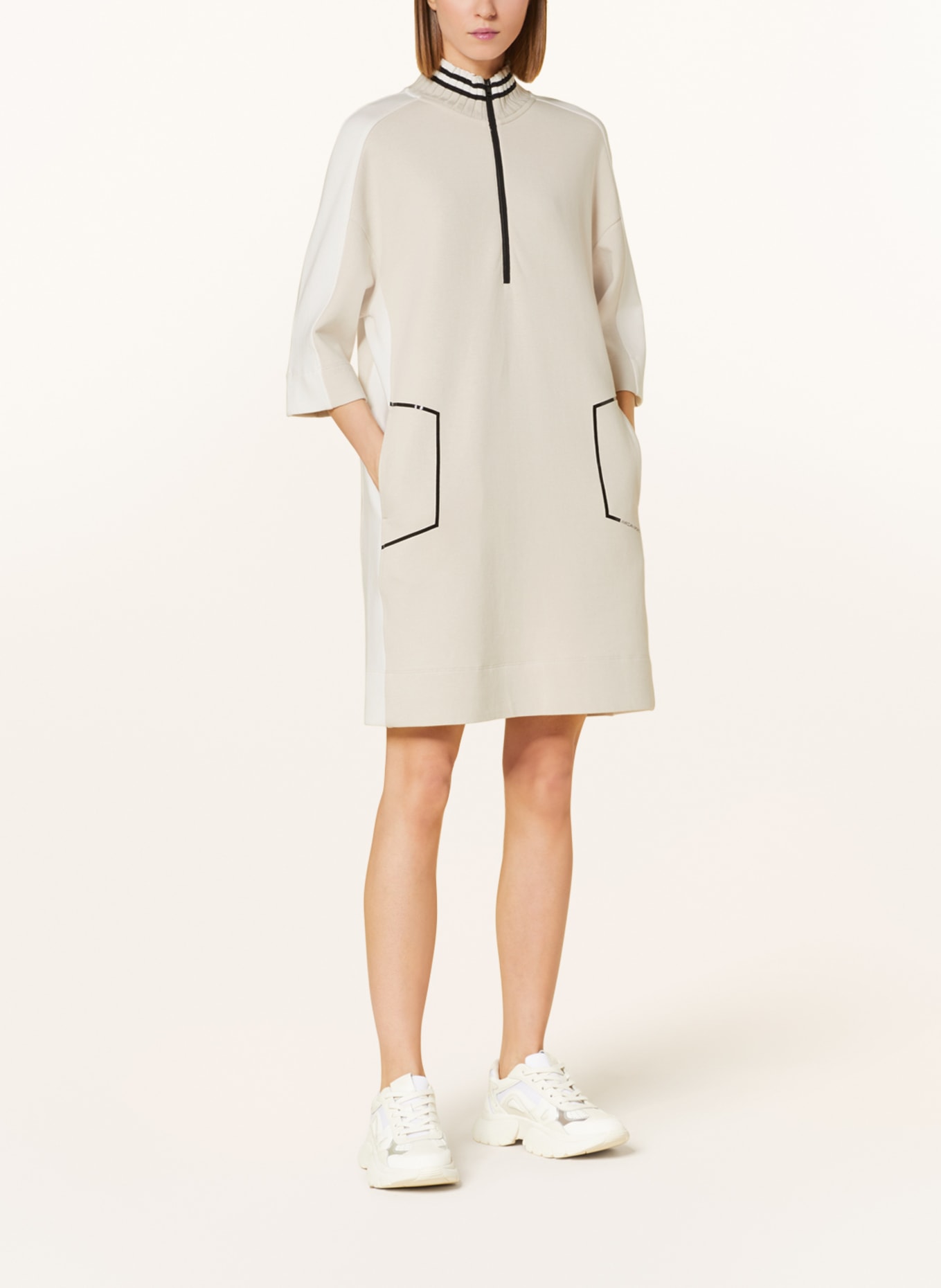 MARC CAIN Sweater dress with 3/4 sleeves, Color: 117 soft moon rock (Image 2)