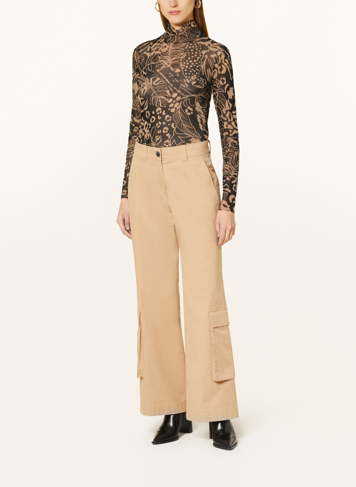 MARC CAIN Long sleeve shirt in mesh, Color: 900 BLACK (Image 2)