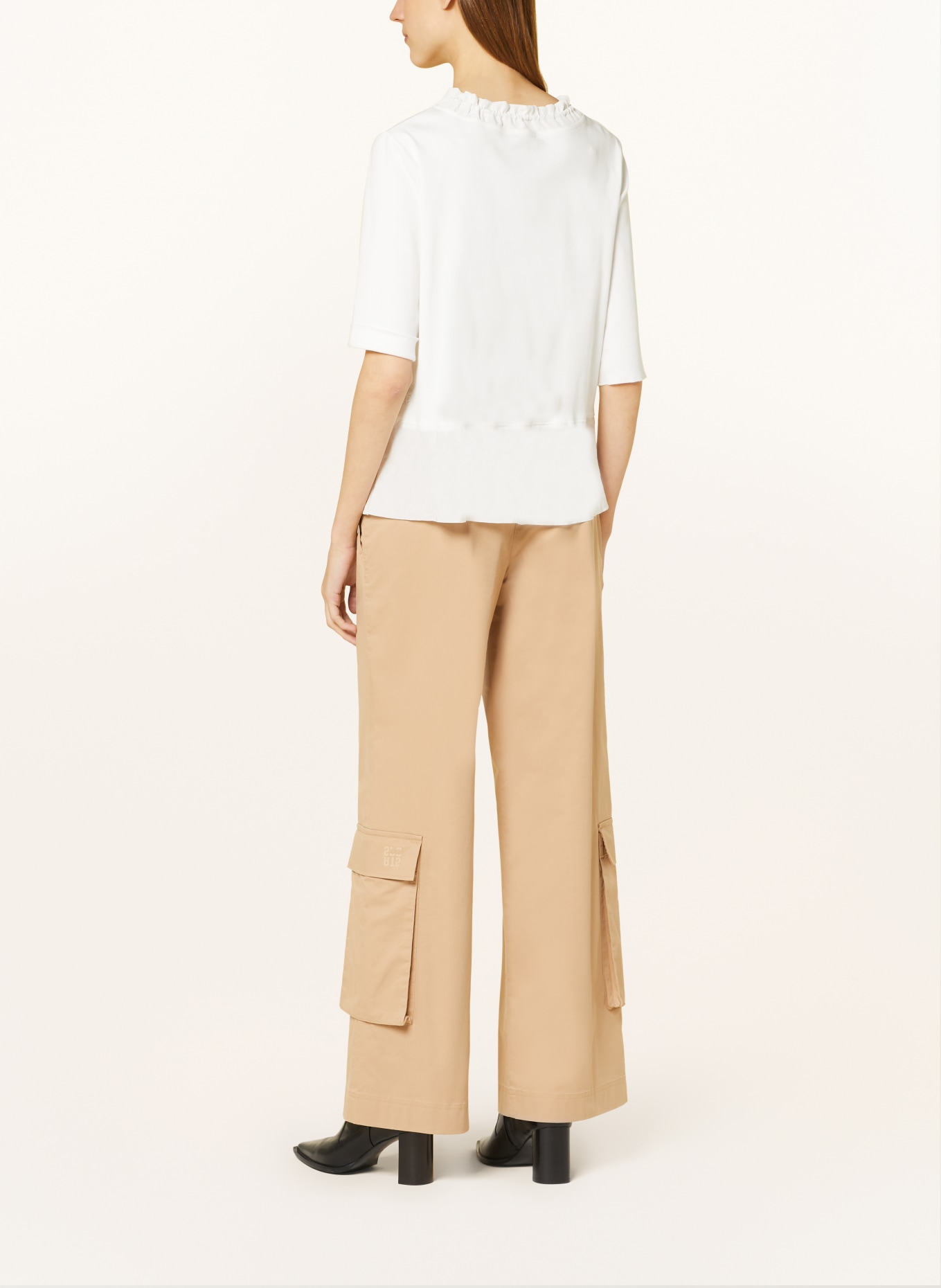 MARC CAIN Shirt blouse in mixed materials with 3/4 sleeves, Color: 110 off (Image 3)