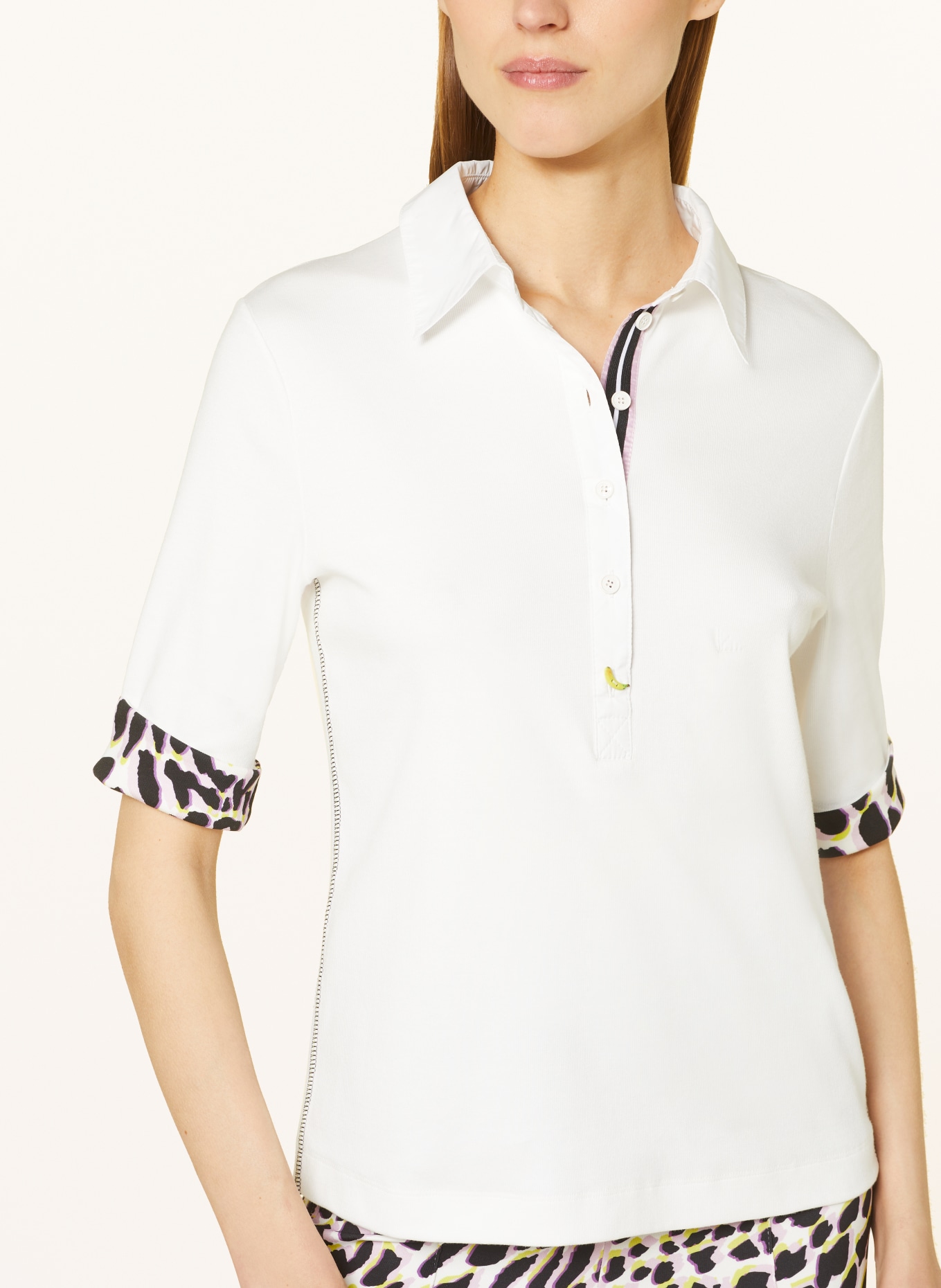 MARC CAIN Jersey polo shirt with 3/4 sleeve, Color: 110 off (Image 4)