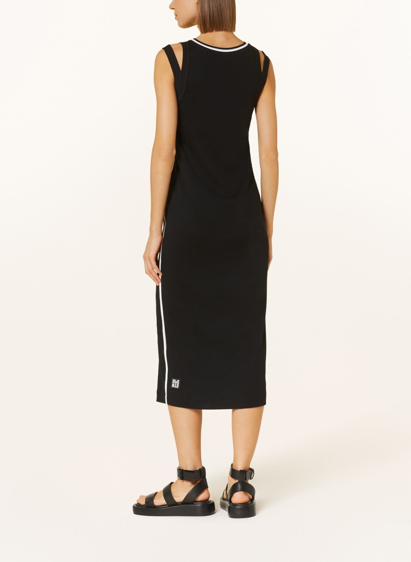 MARC CAIN Jersey dress with tuxedo stripe, Color: 365 bright royal blue (Image 3)