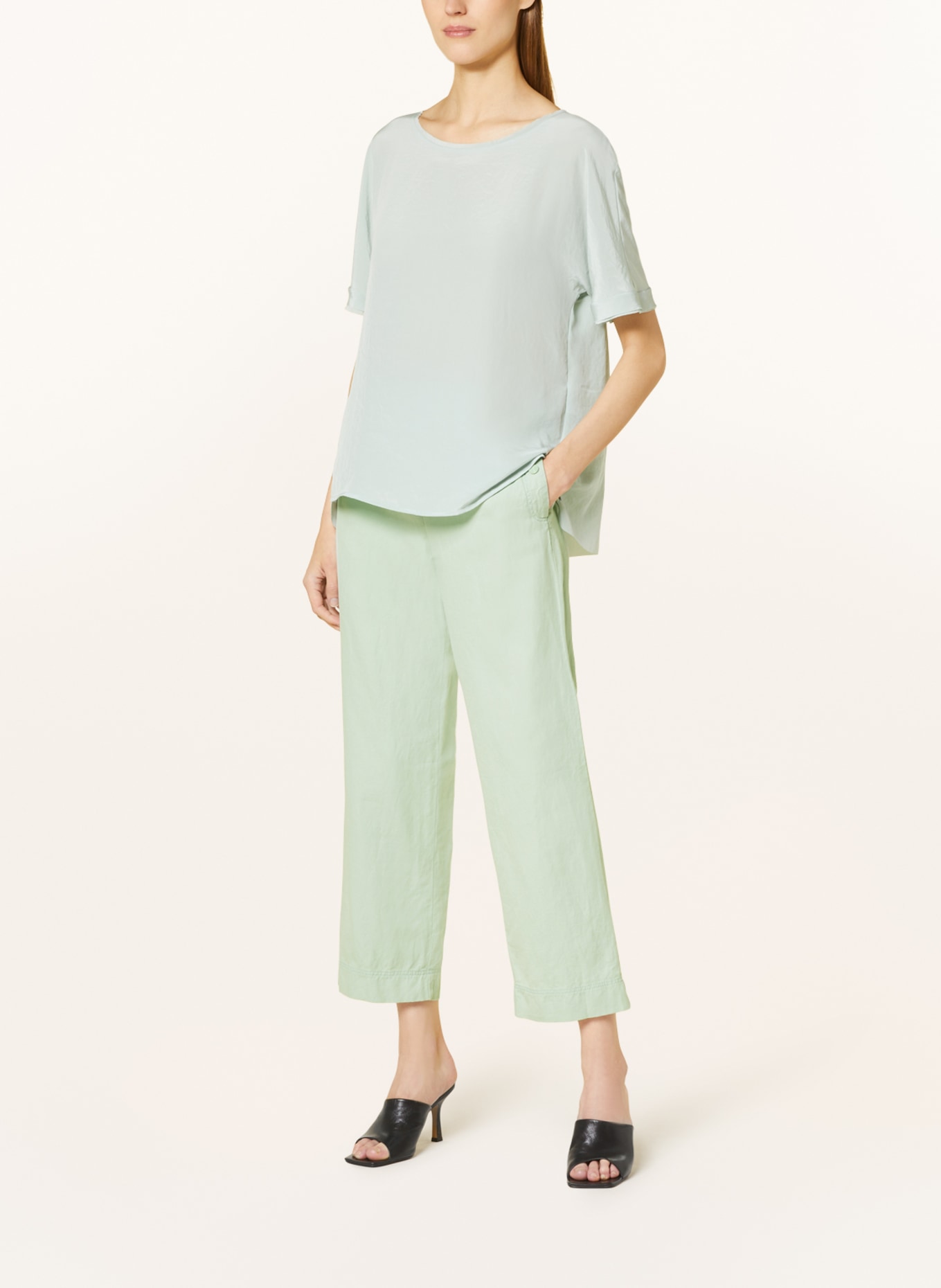 MARC CAIN Culotte kalhoty s příměsí lnu, Barva: 509 soft sage (Obrázek 2)